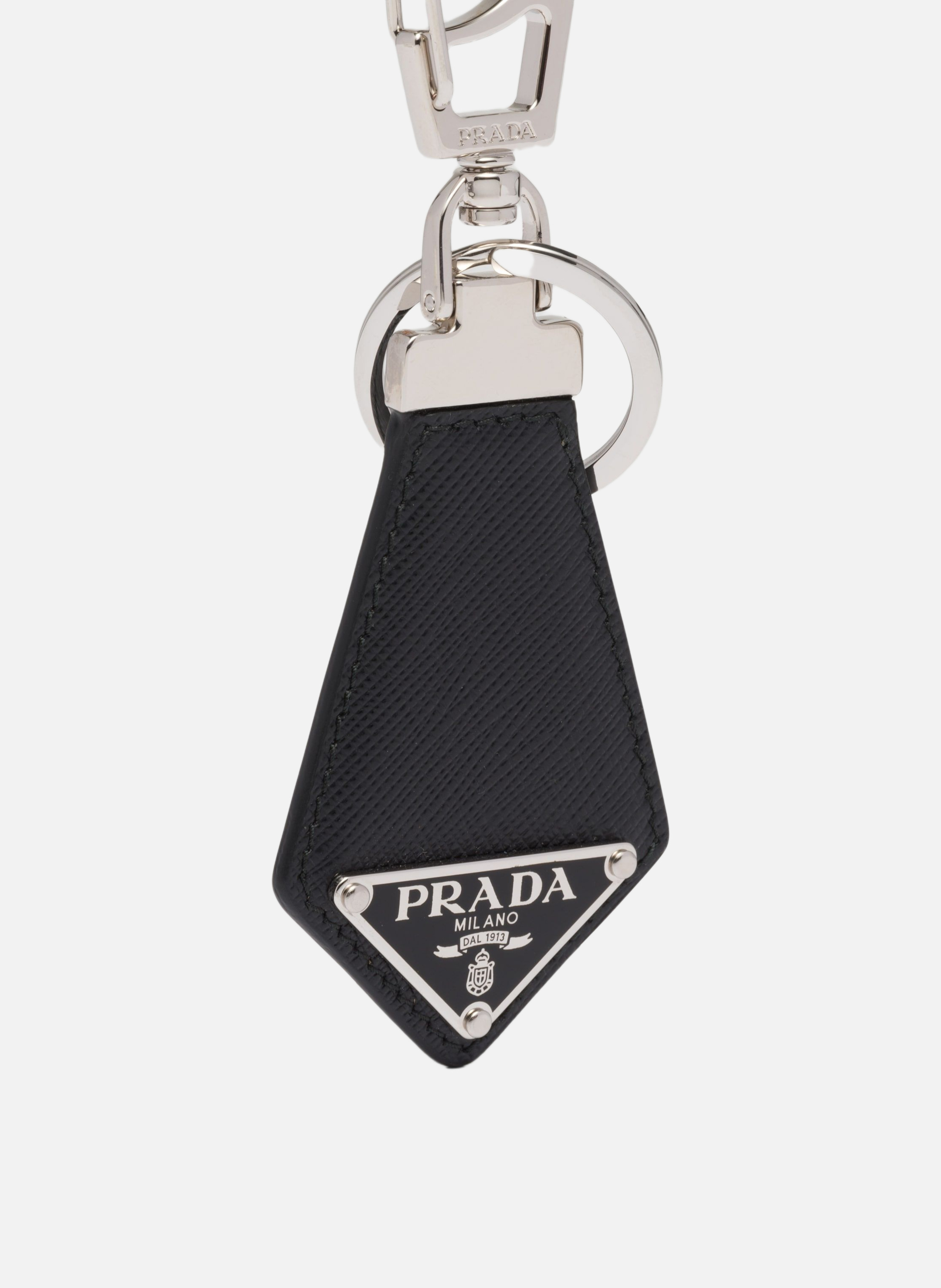 Porte-clés en cuir saffiano PRADA Noir