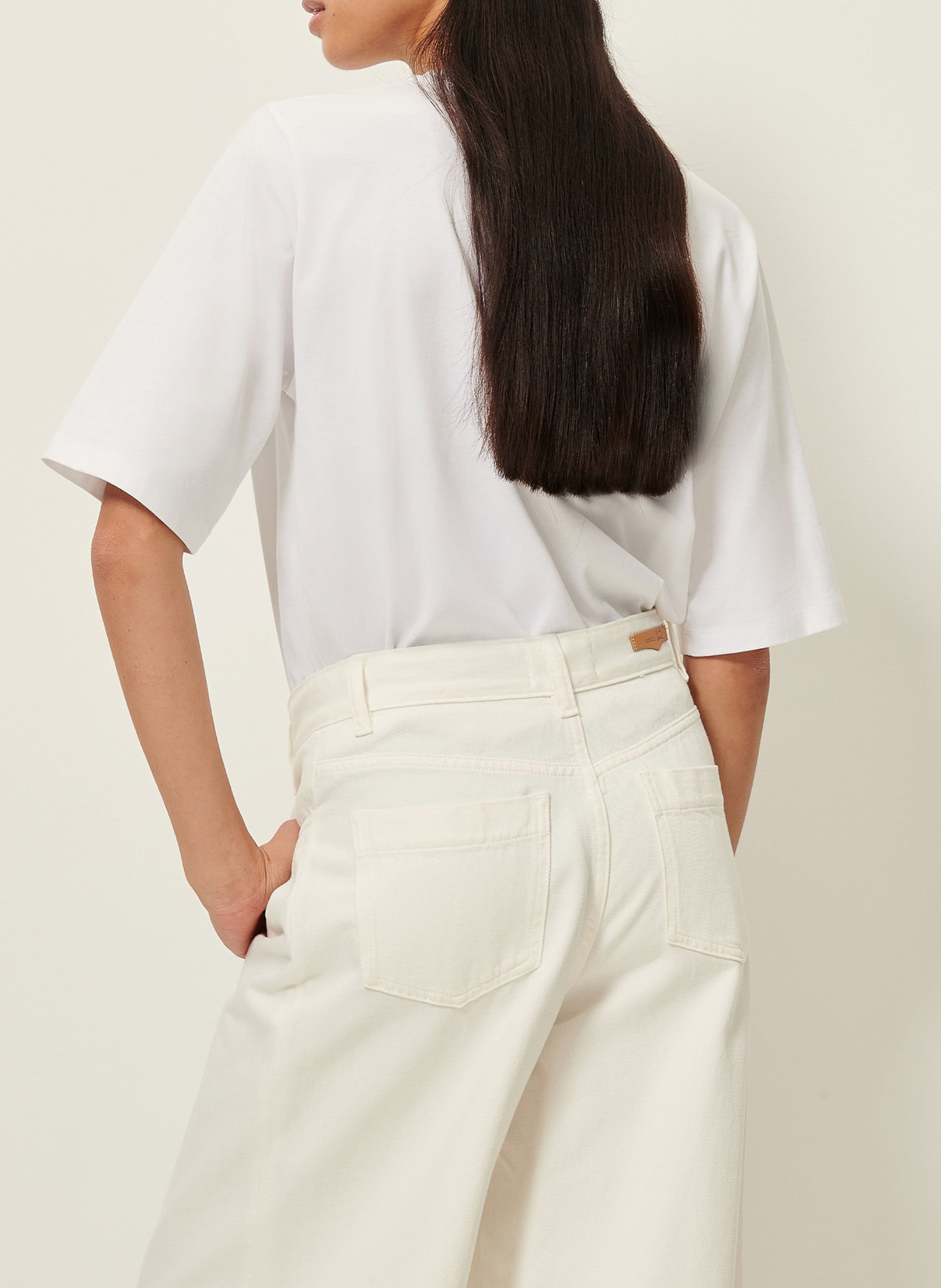 Jean large taille haute en coton dalt SESSUN Blanc