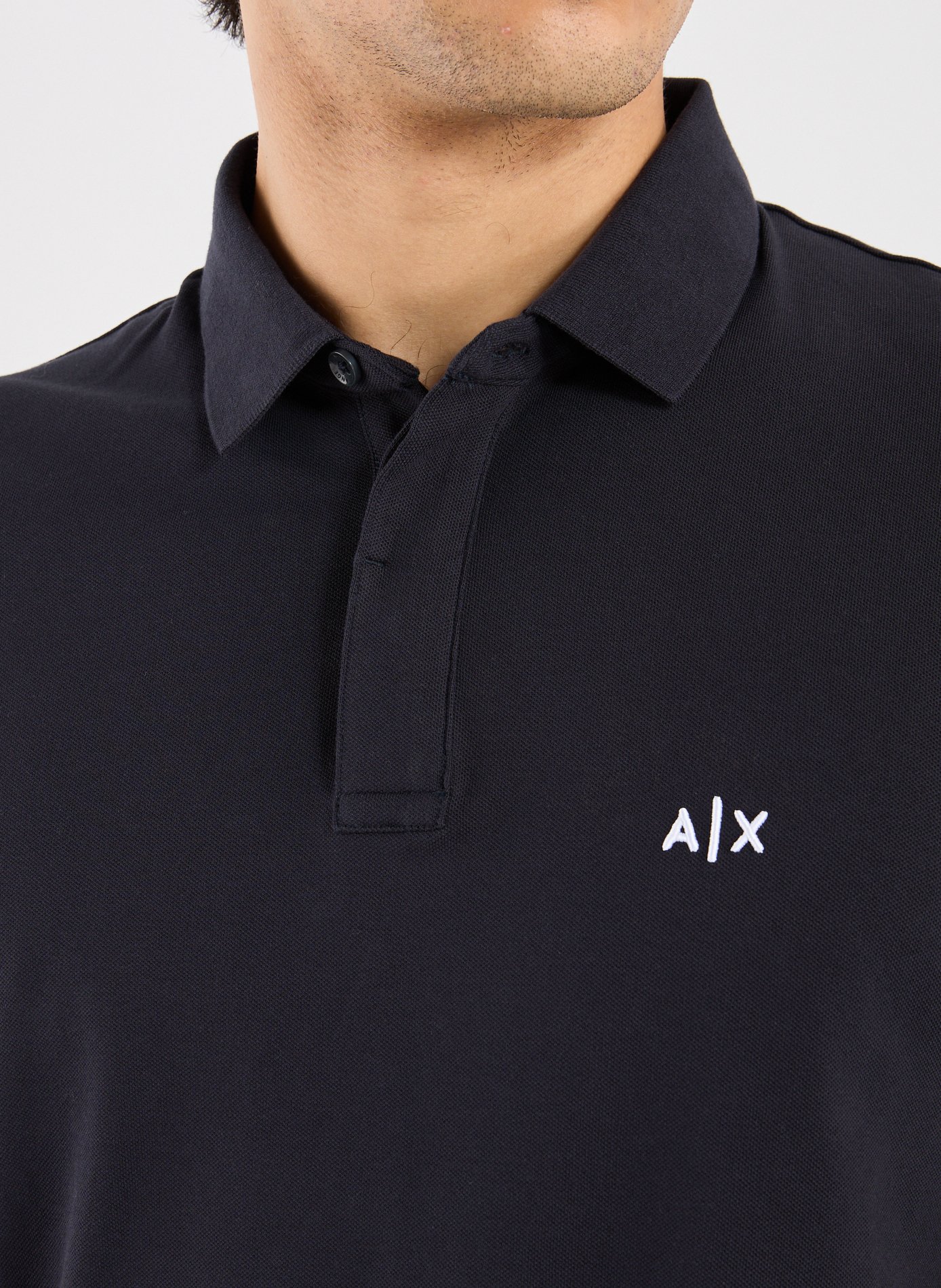 Long-sleeve cotton blend polo shirt ARMANI EXCHANGE Blue