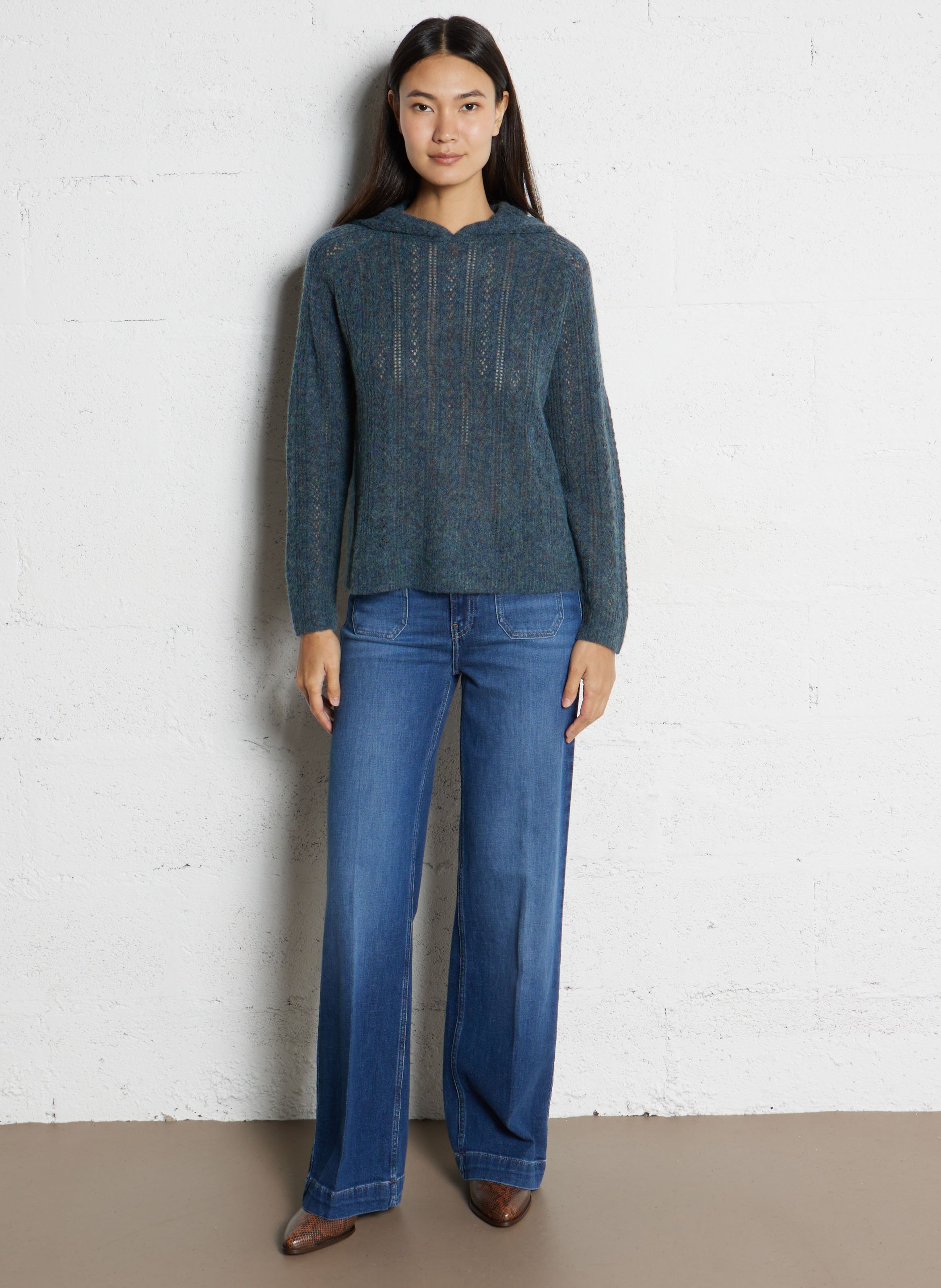 Jean large en coton mélangé anais MAISON 123 Bleu