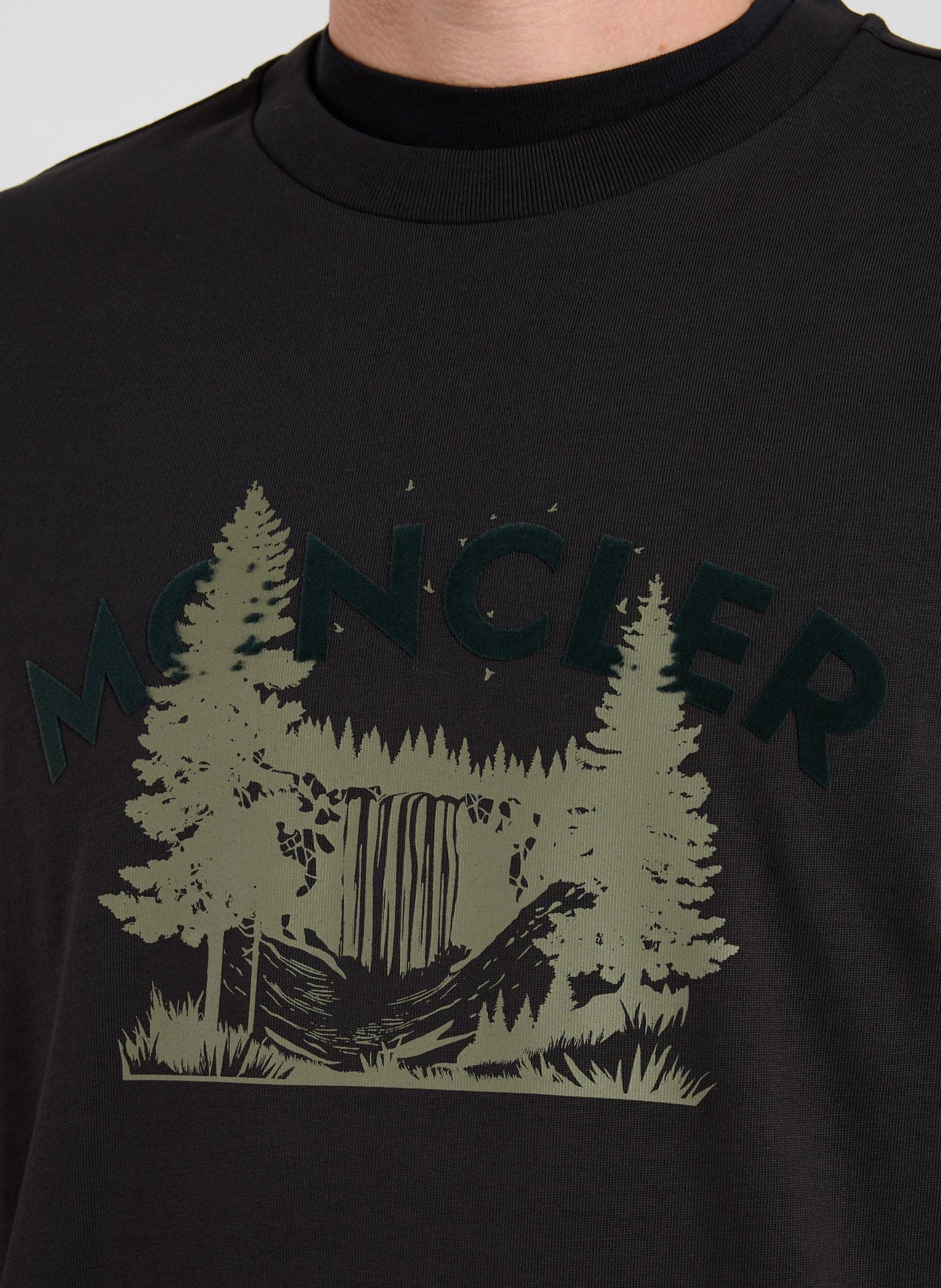 Round neck long-sleeved cotton T-shirt MONCLER Grey