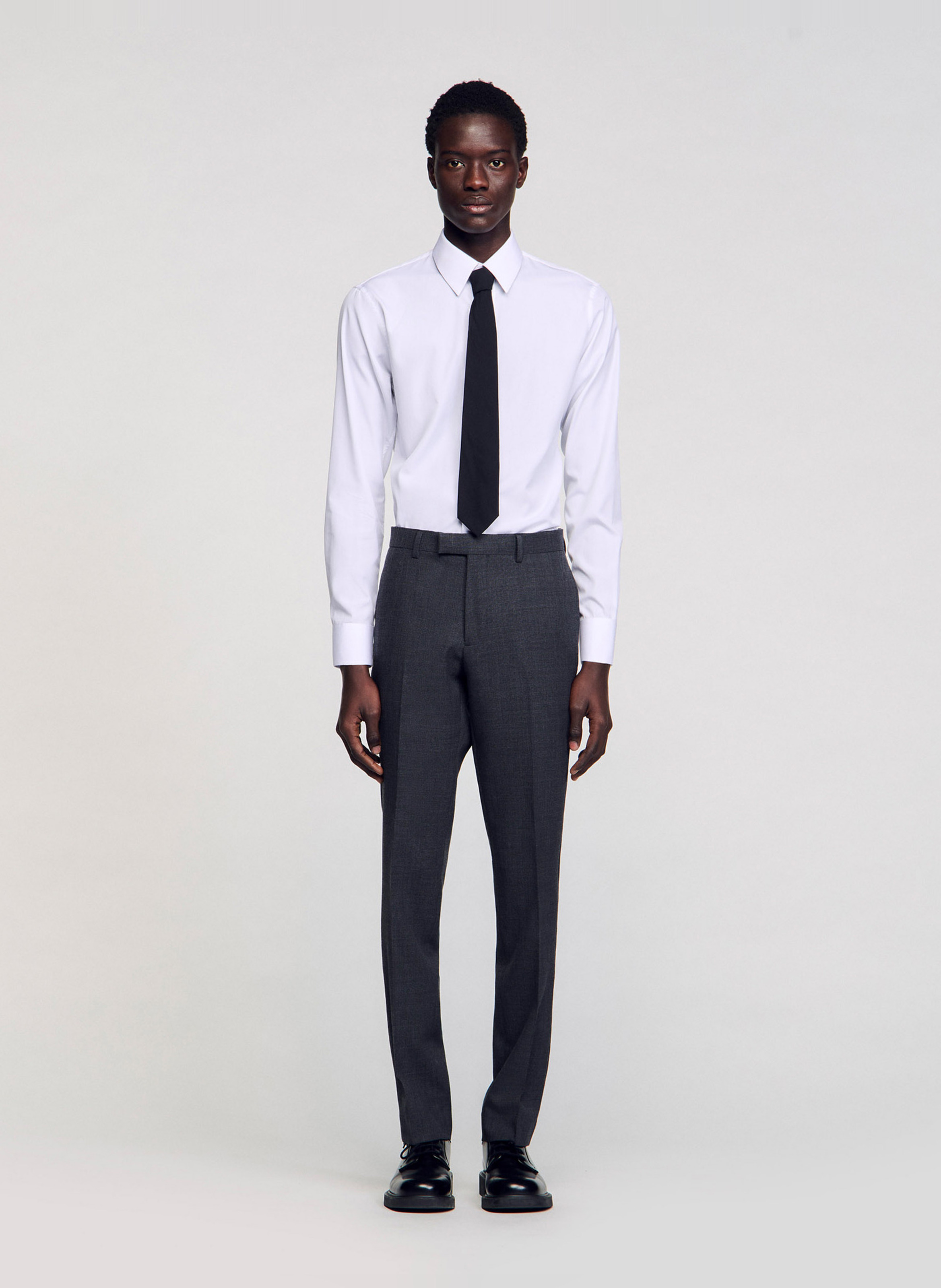 Pantalon de costume en laine SANDRO Gris