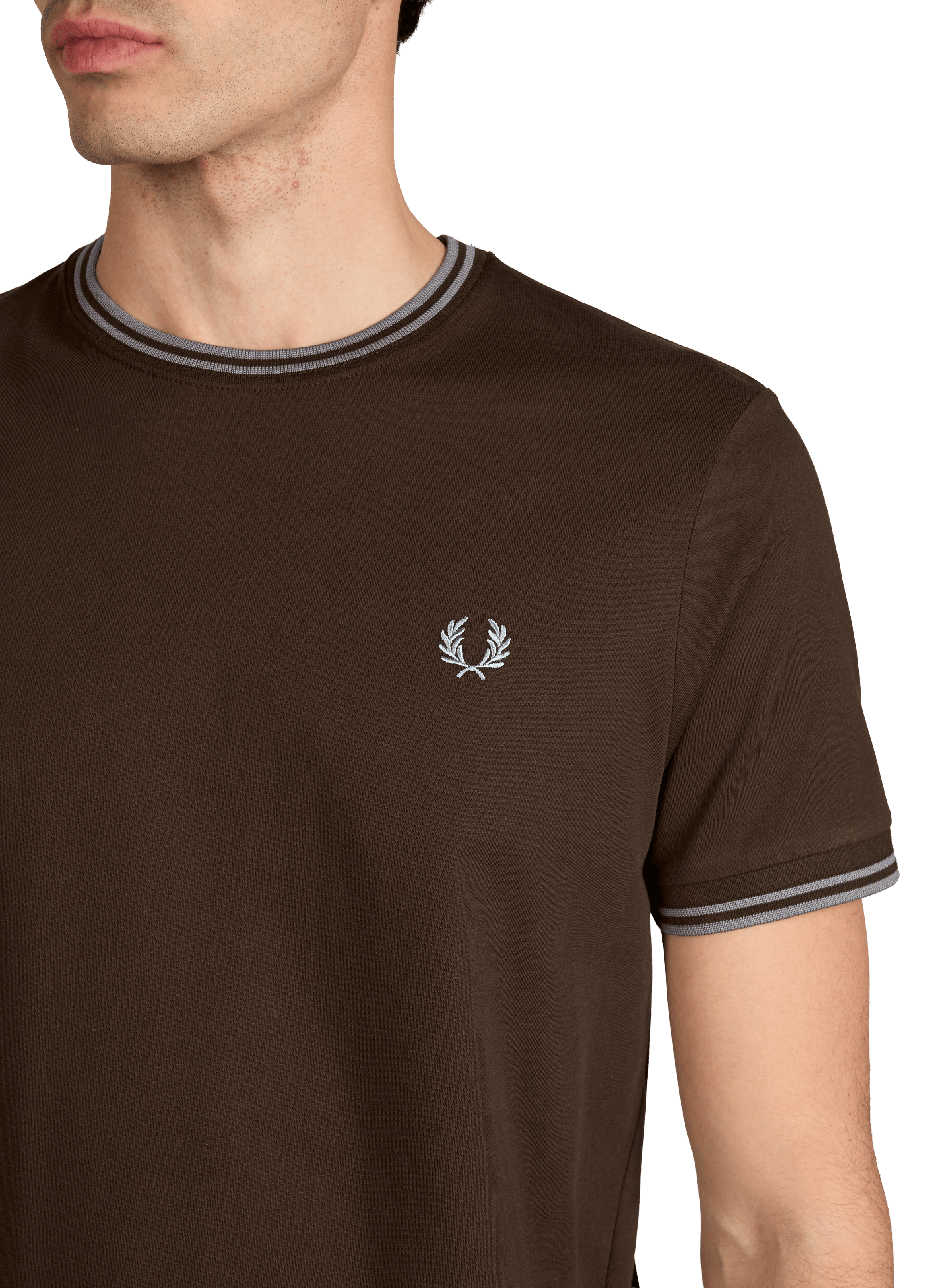 Plain round neck cotton T-shirt FRED PERRY Brown