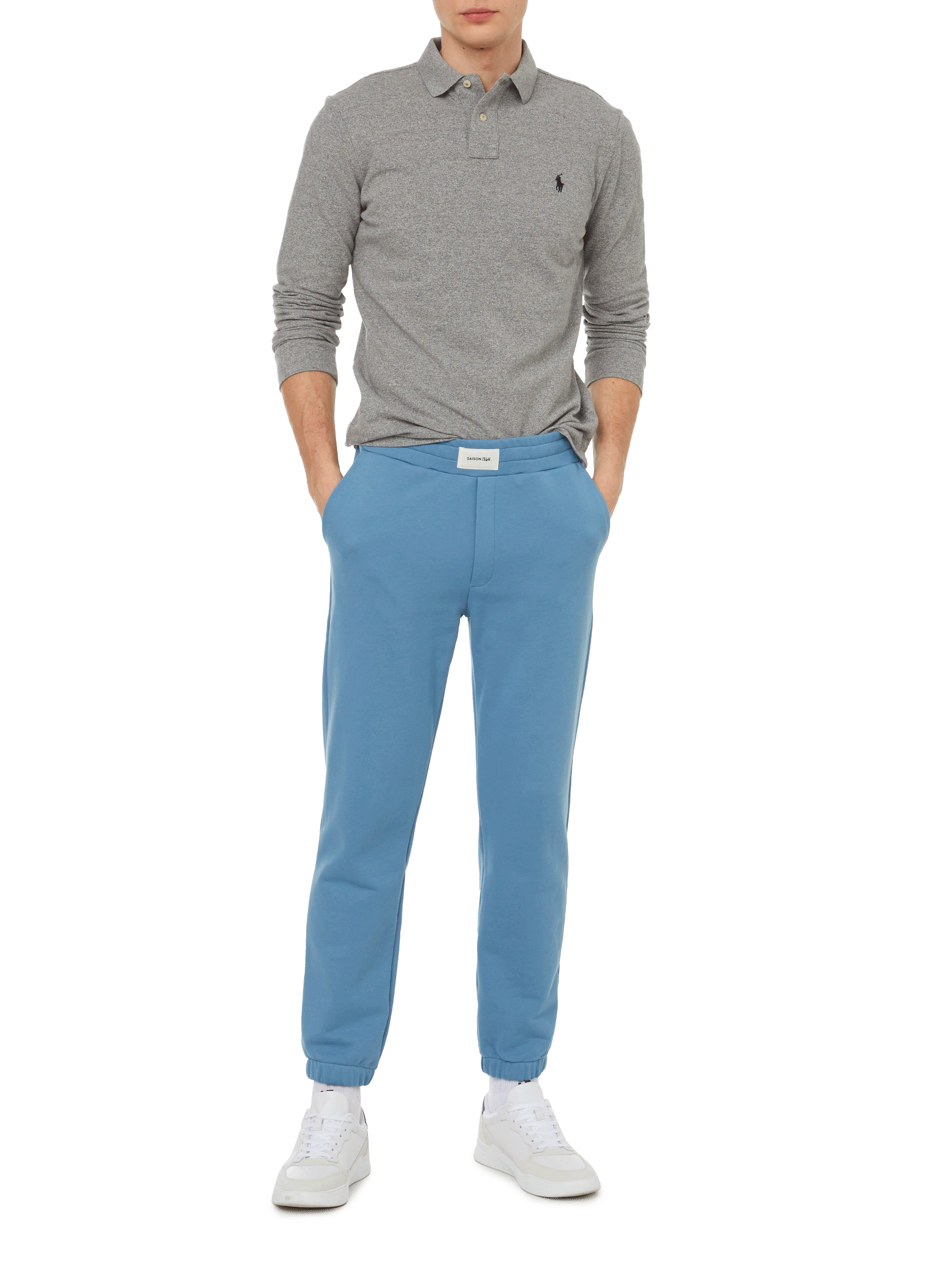 Straight cotton piqué knit polo shirt POLO RALPH LAUREN Grey