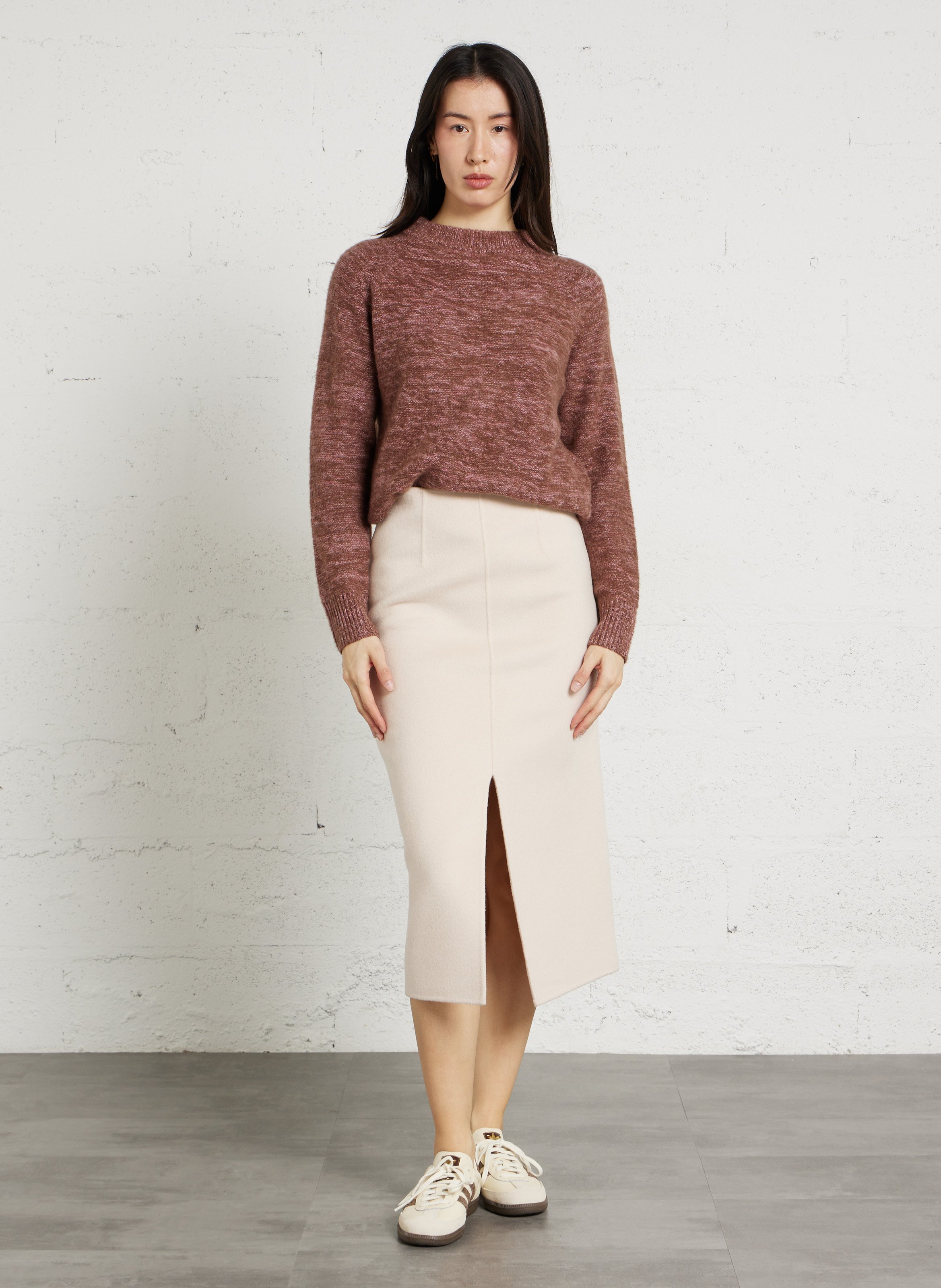 Jupe midi en laine olivia MAISON 123 Beige