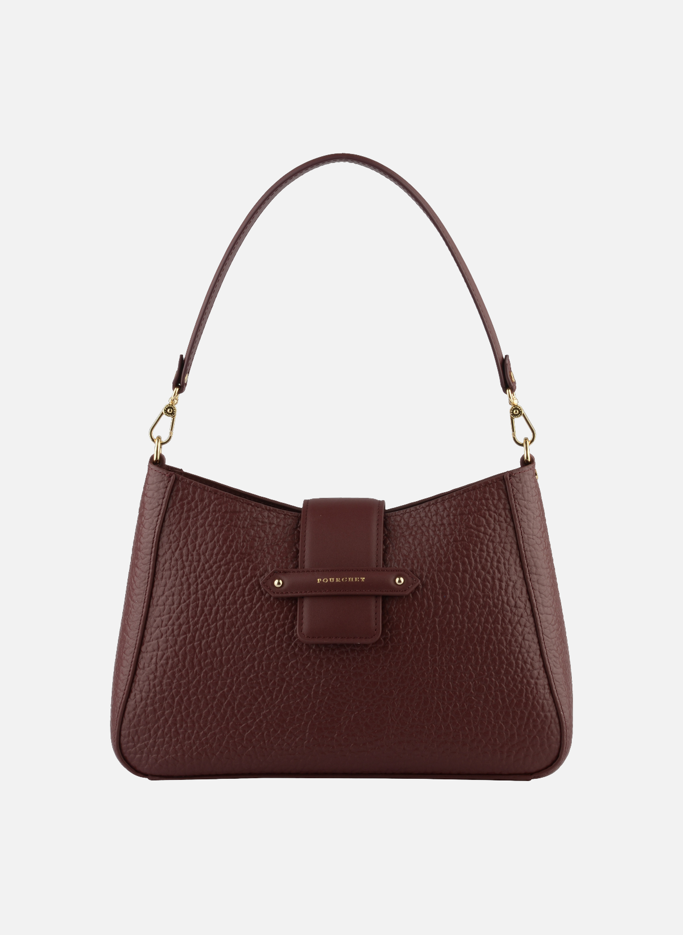 Fleuves | sac porté épaule gm en cuir de vachette POURCHET Rouge