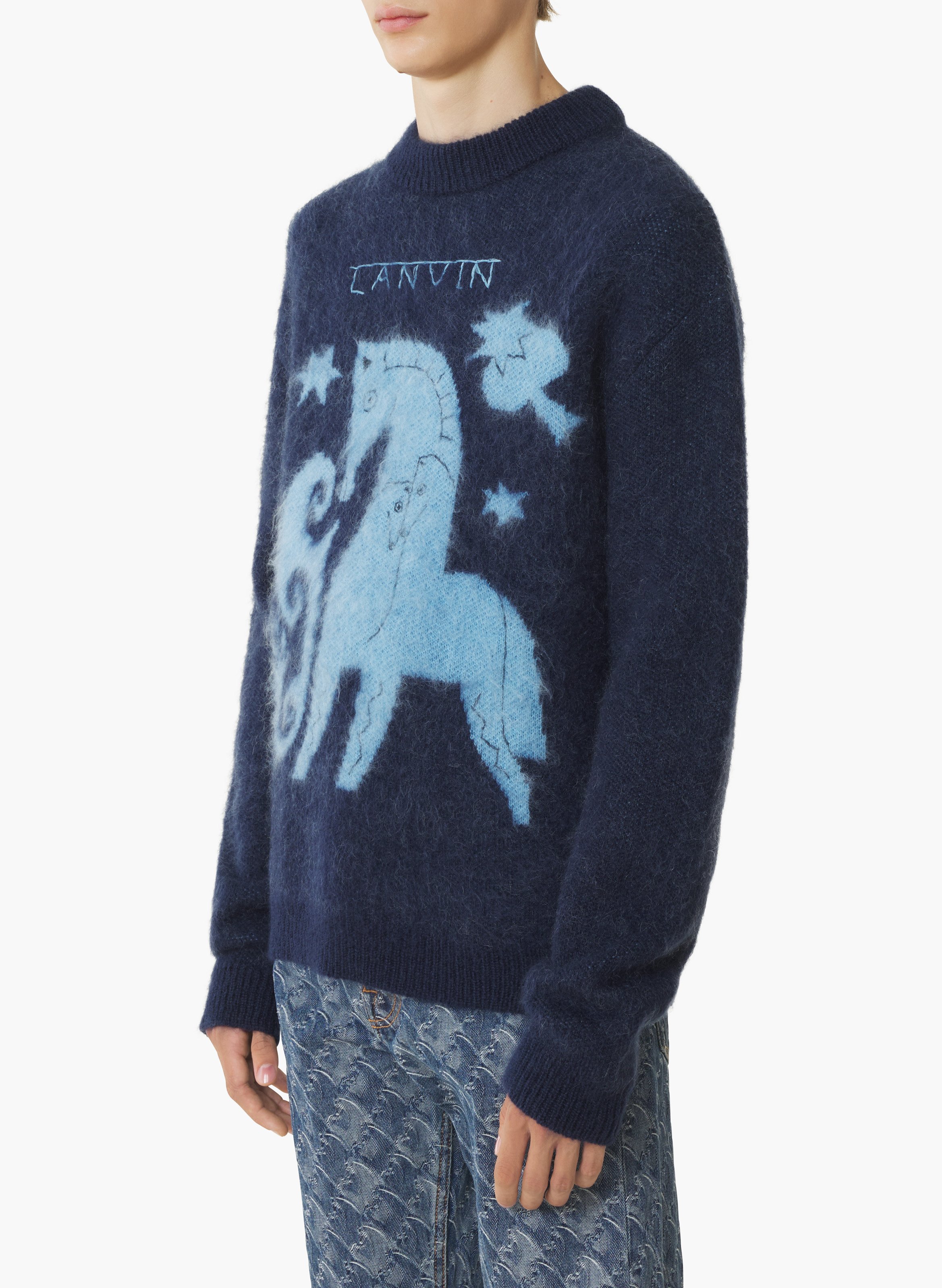 Pull en mohair jacquard lunar year LANVIN Bleu