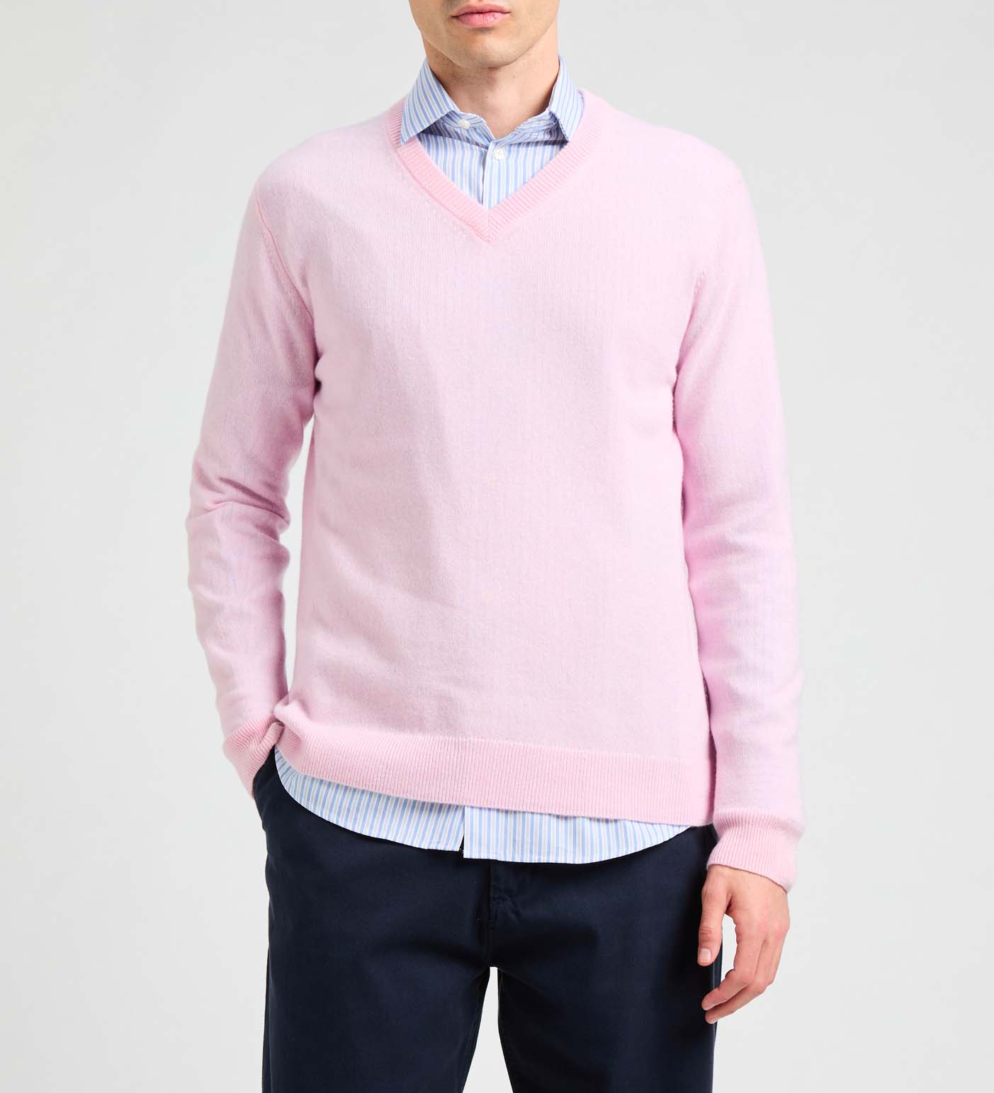 Pull col V en cachemire AU PRINTEMPS PARIS Rose