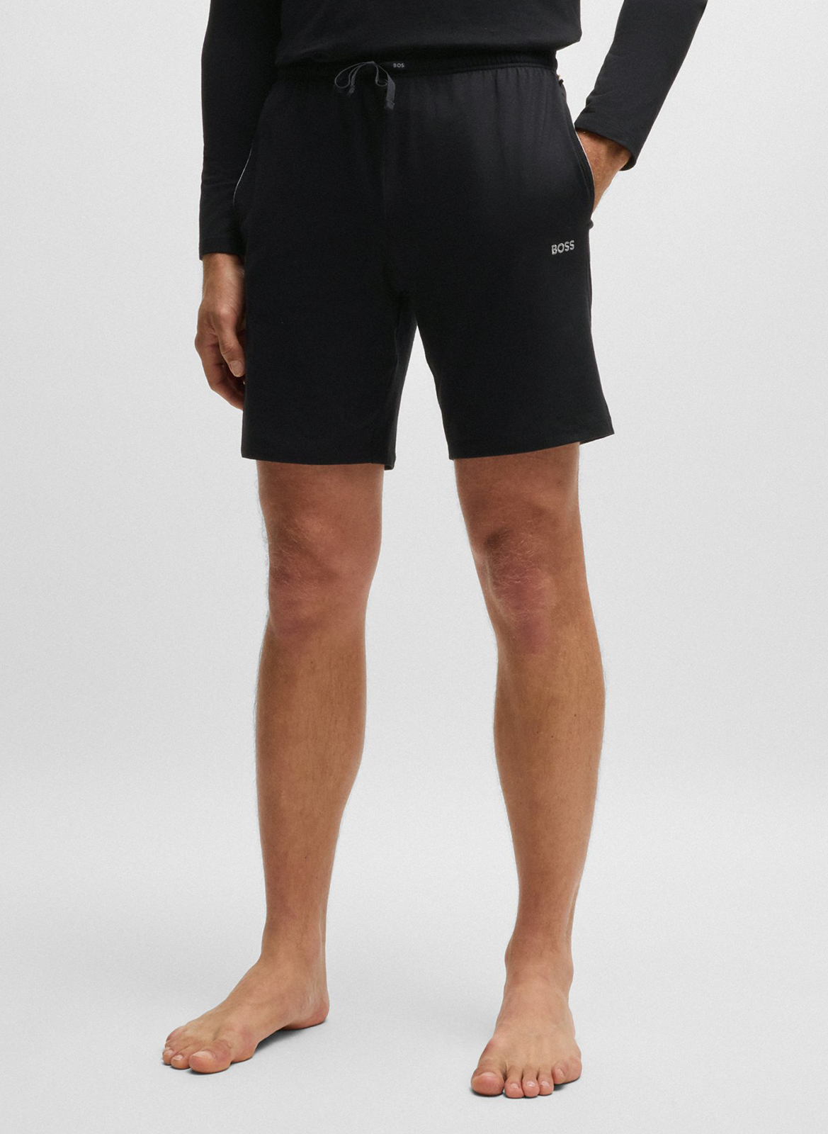 Short de pyjama en coton mélangé BOSS Noir