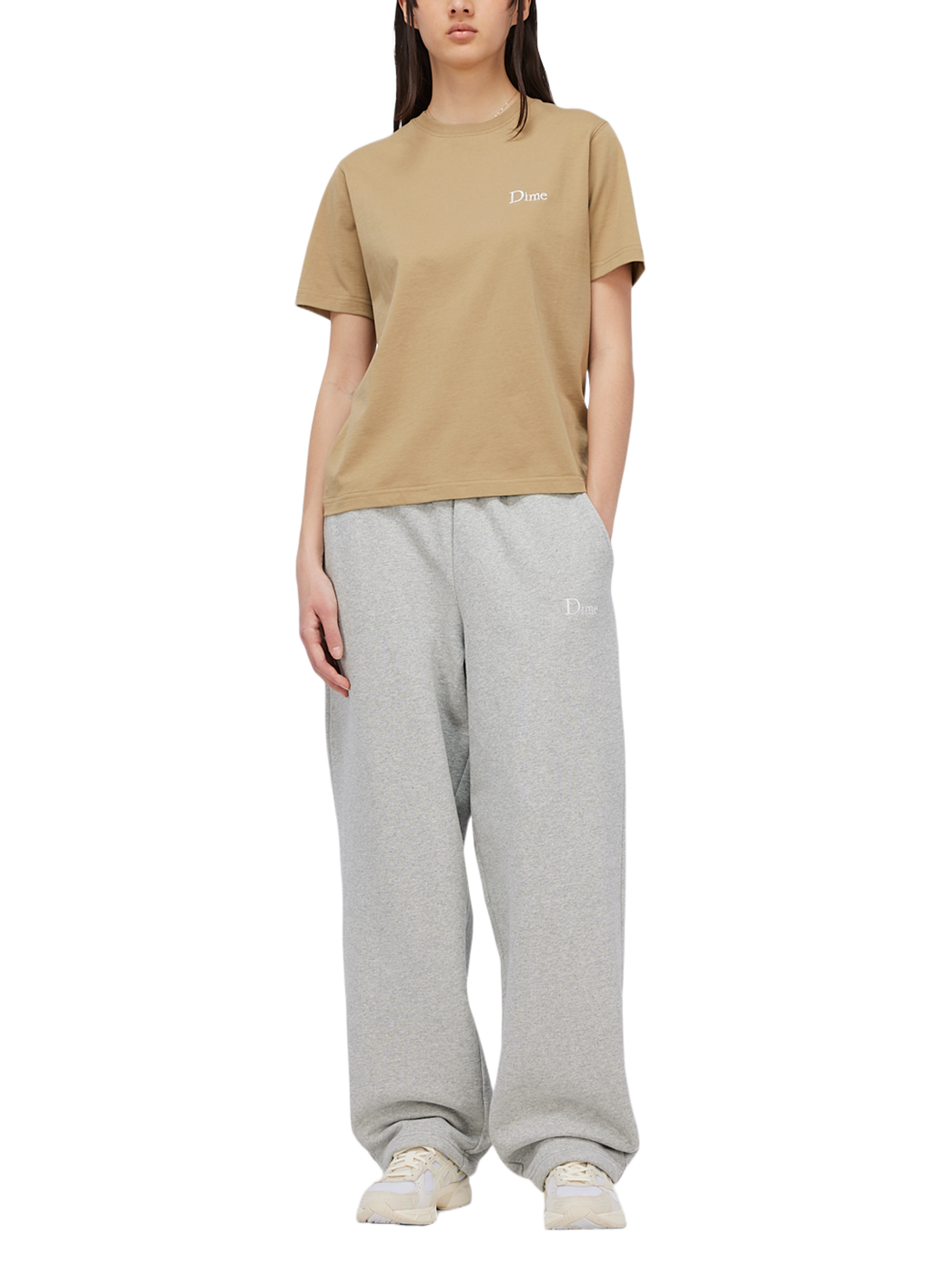 Straight-fit cotton T-shirt DIME Beige