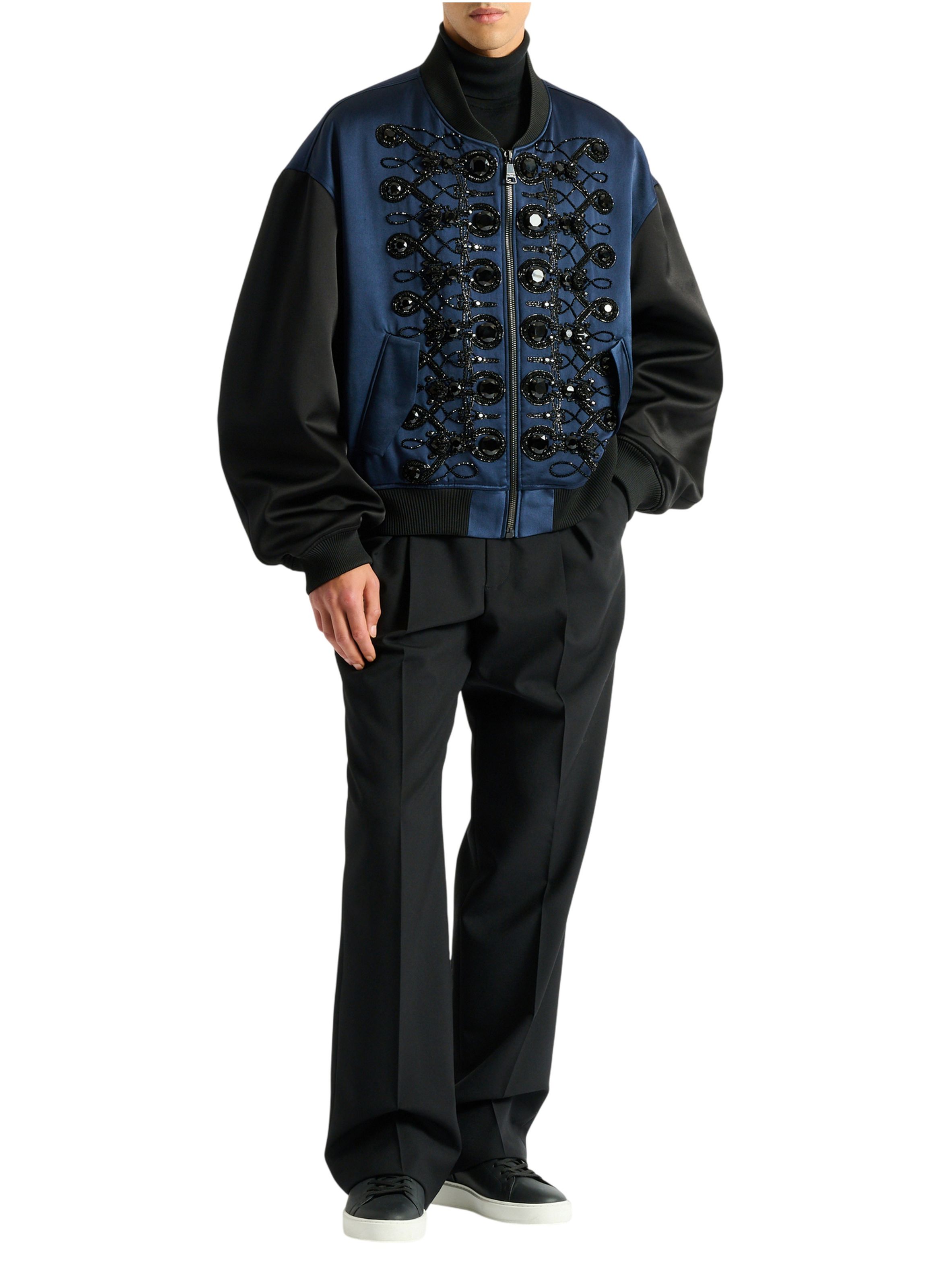 Bomber à brandebourgs en satin BALMAIN Noir