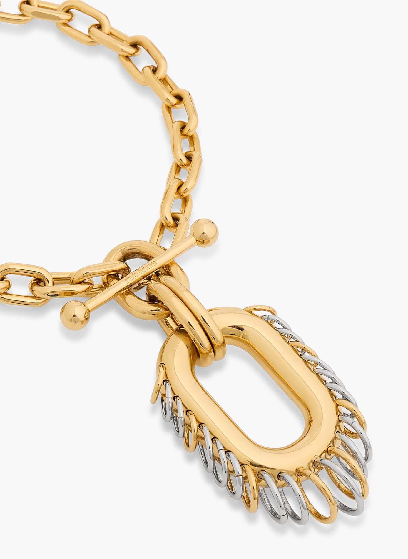 Collier punk xl link bicolore or et argent RABANNE Doré