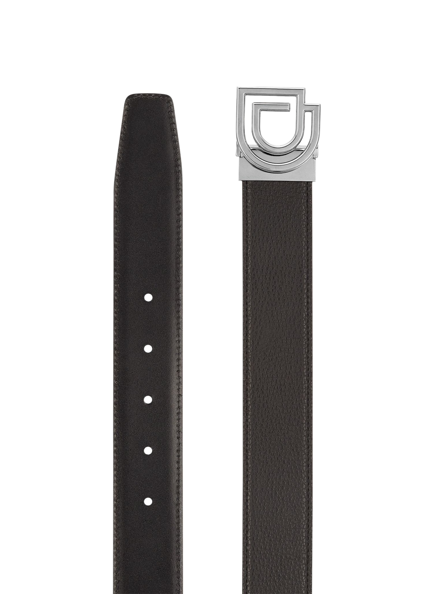 D Logo Wendegürtel aus glattem Leder und genarbtem Leder S.T. DUPONT Schwarz