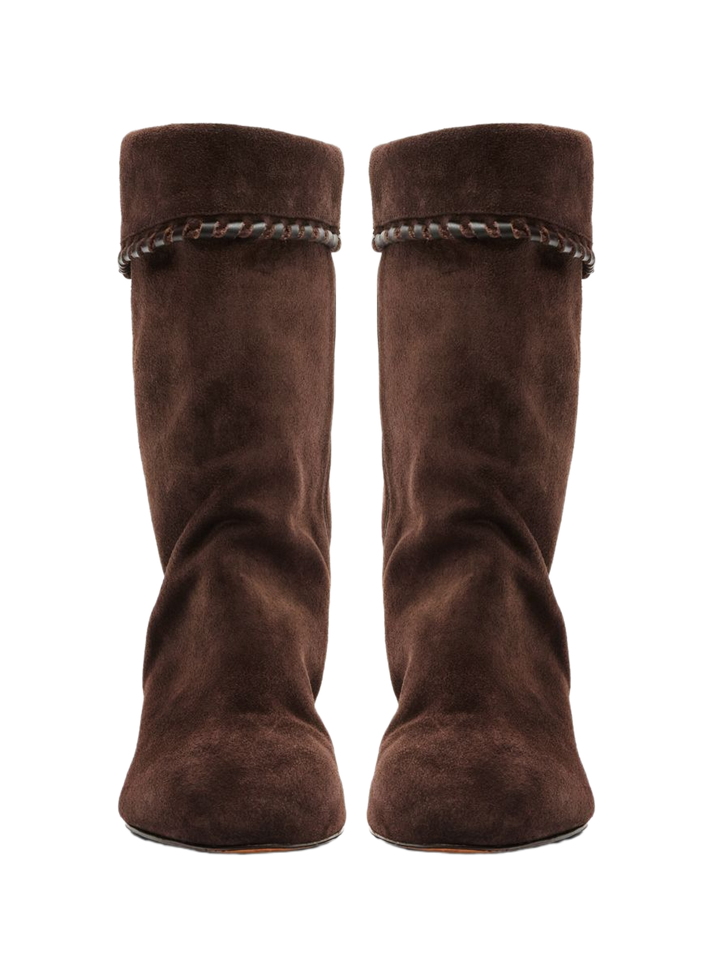 Boots drapées Dalby en cuir de veau velours ISABEL MARANT Marron