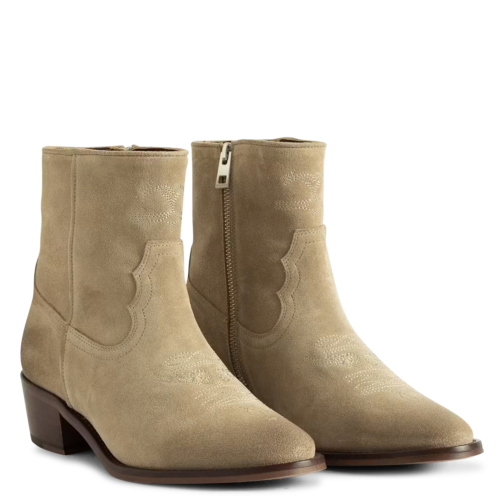 Bottines en cuir velours tex low ZADIG&VOLTAIRE Beige