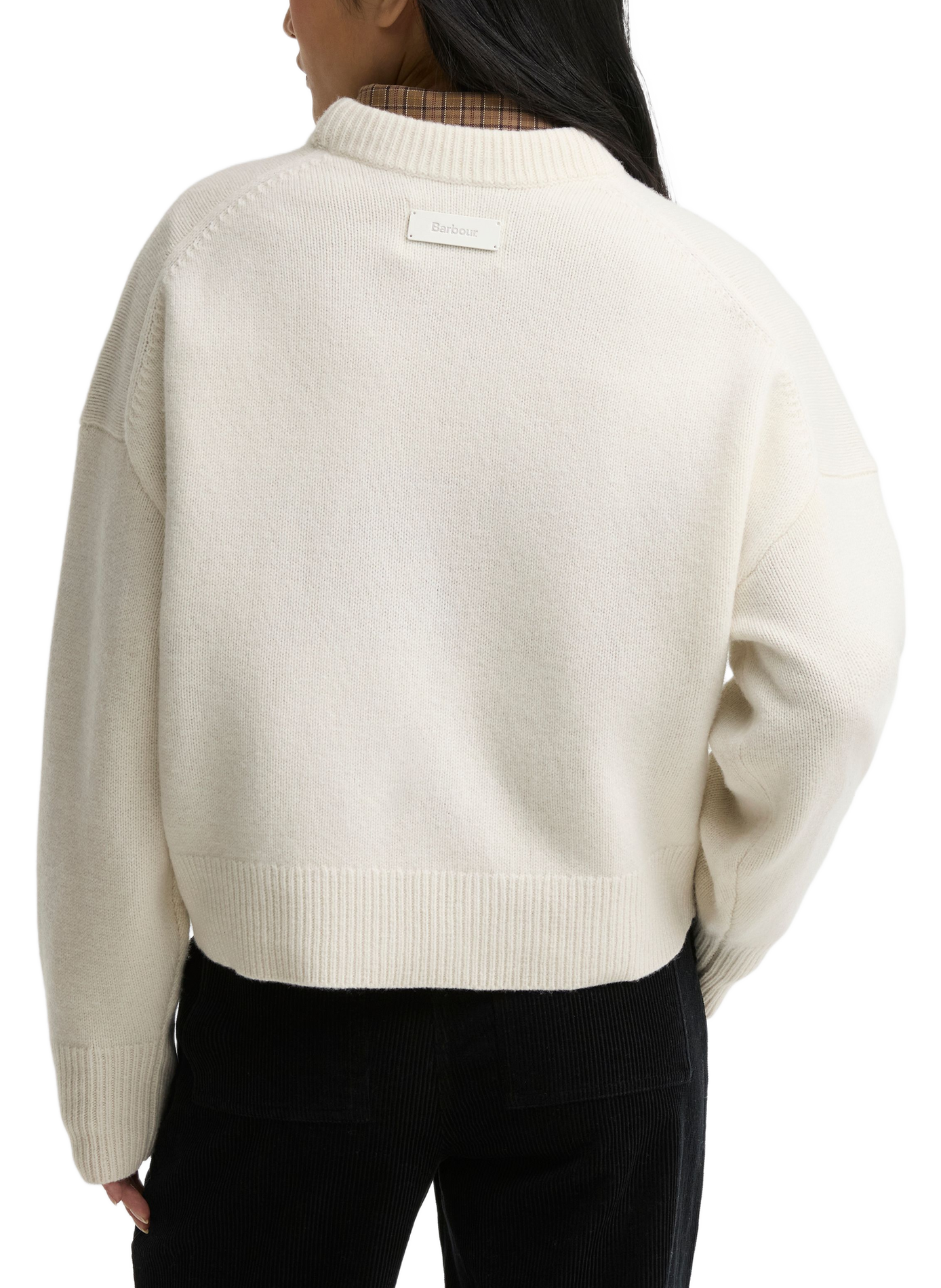 Pull col rond en laine BARBOUR Beige