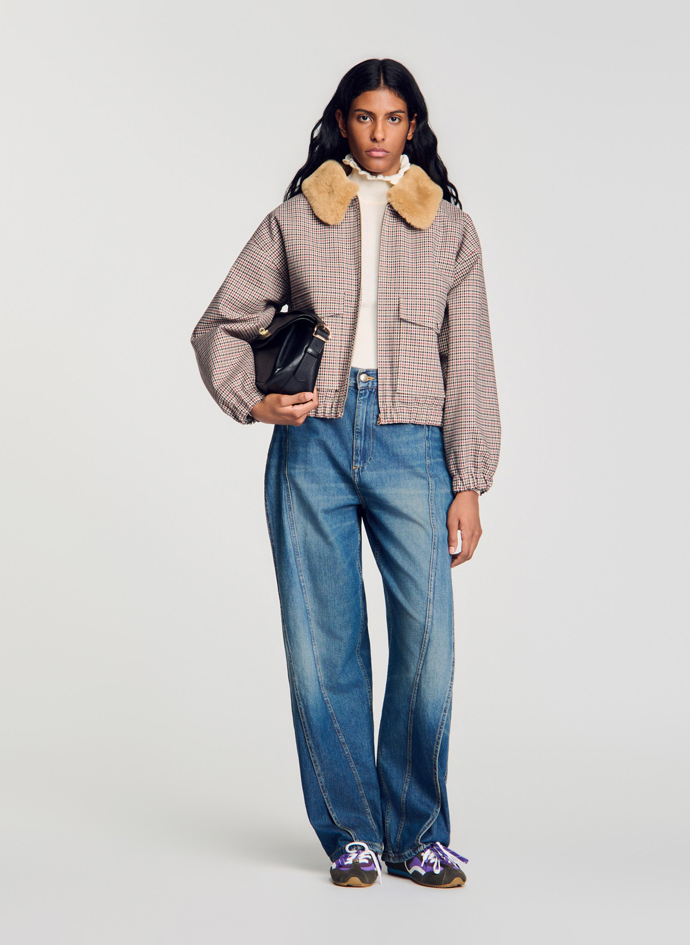 Veste oversize imprimée en coton mélangé SANDRO Marron