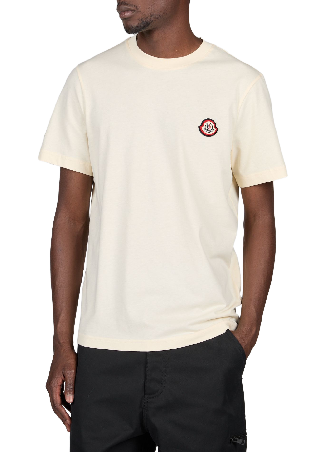 Gerades einfarbiges T-Shirt mit Rundhalsausschnitt MONCLER Weiss