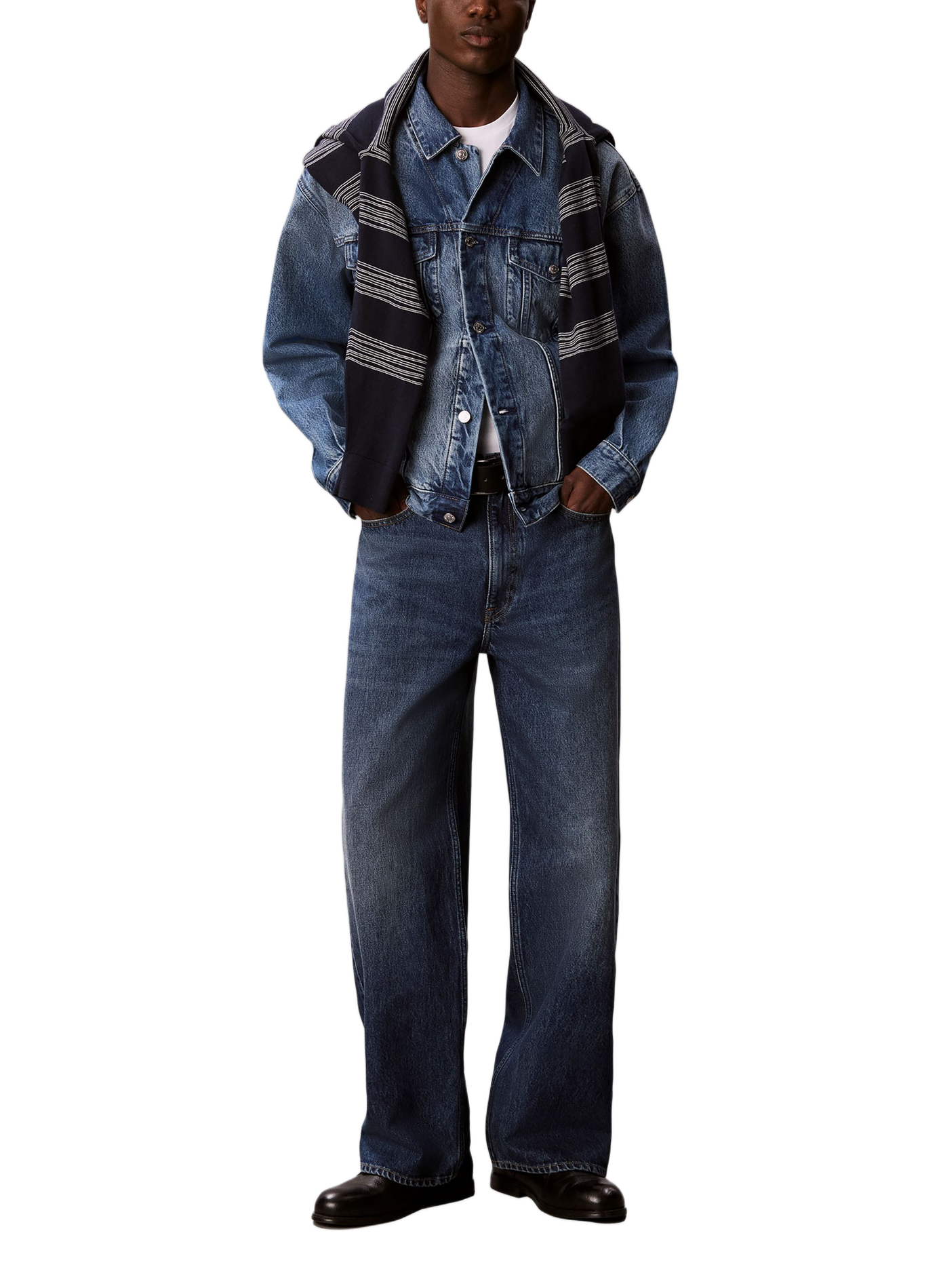 Jean large en coton CALVIN KLEIN Bleu