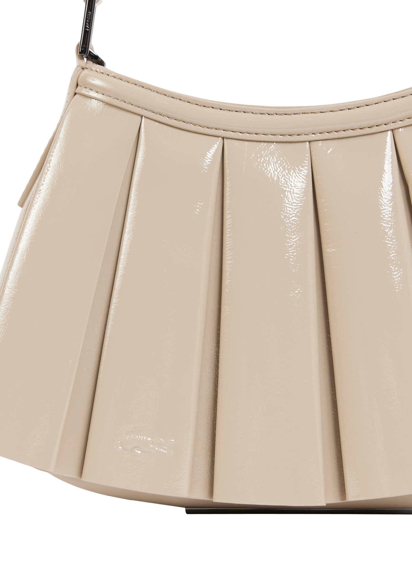 Small Lenglen patent leather handbag LACOSTE Beige