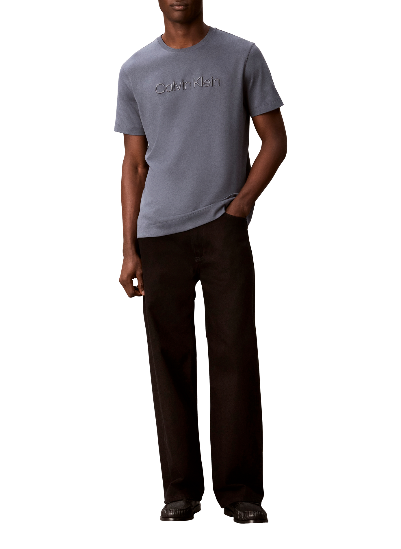 T-shirt droit en coton CALVIN KLEIN Gris