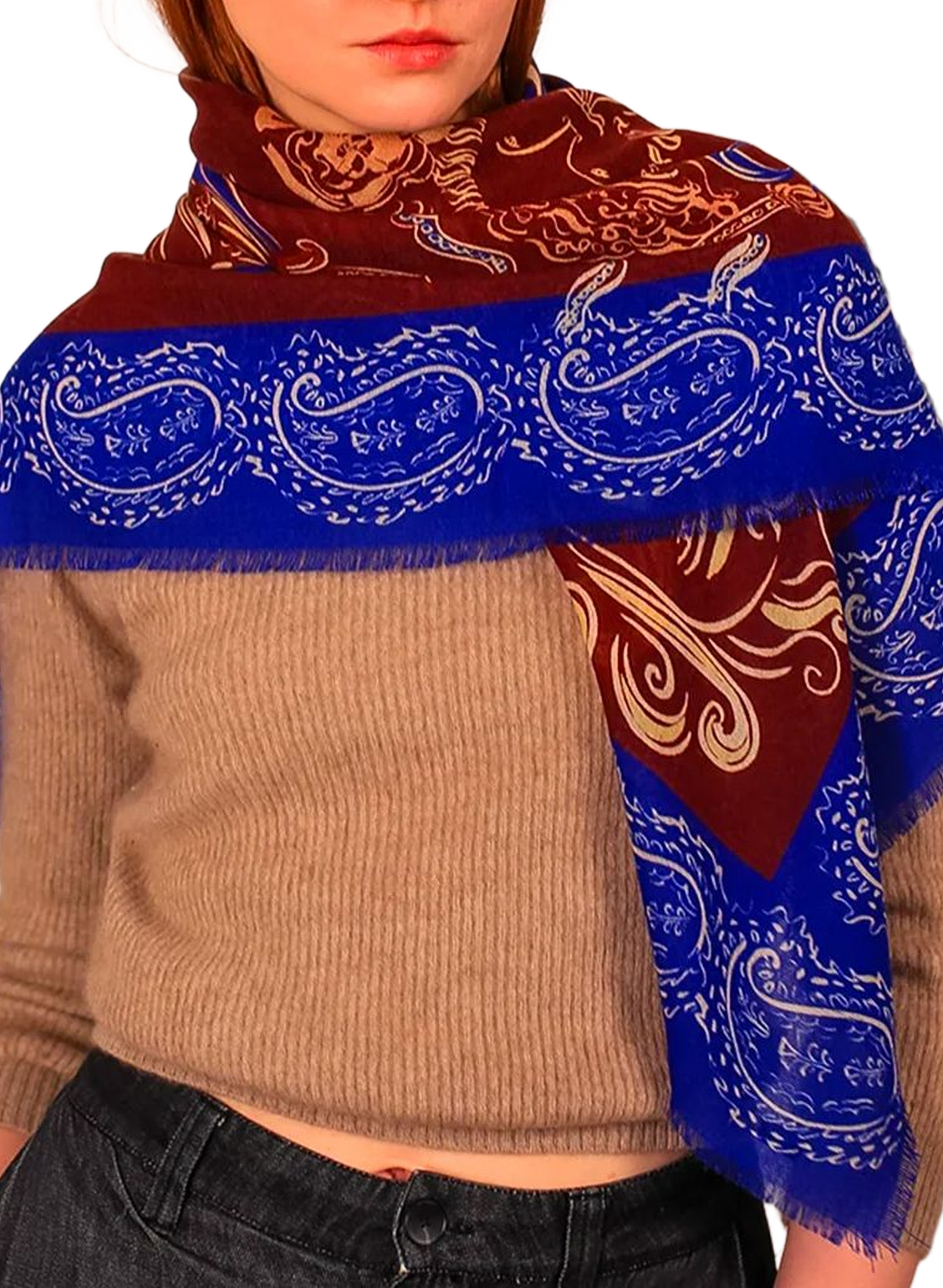 Bedrucktes Wolltuch PETITJEAN PARIS Blau