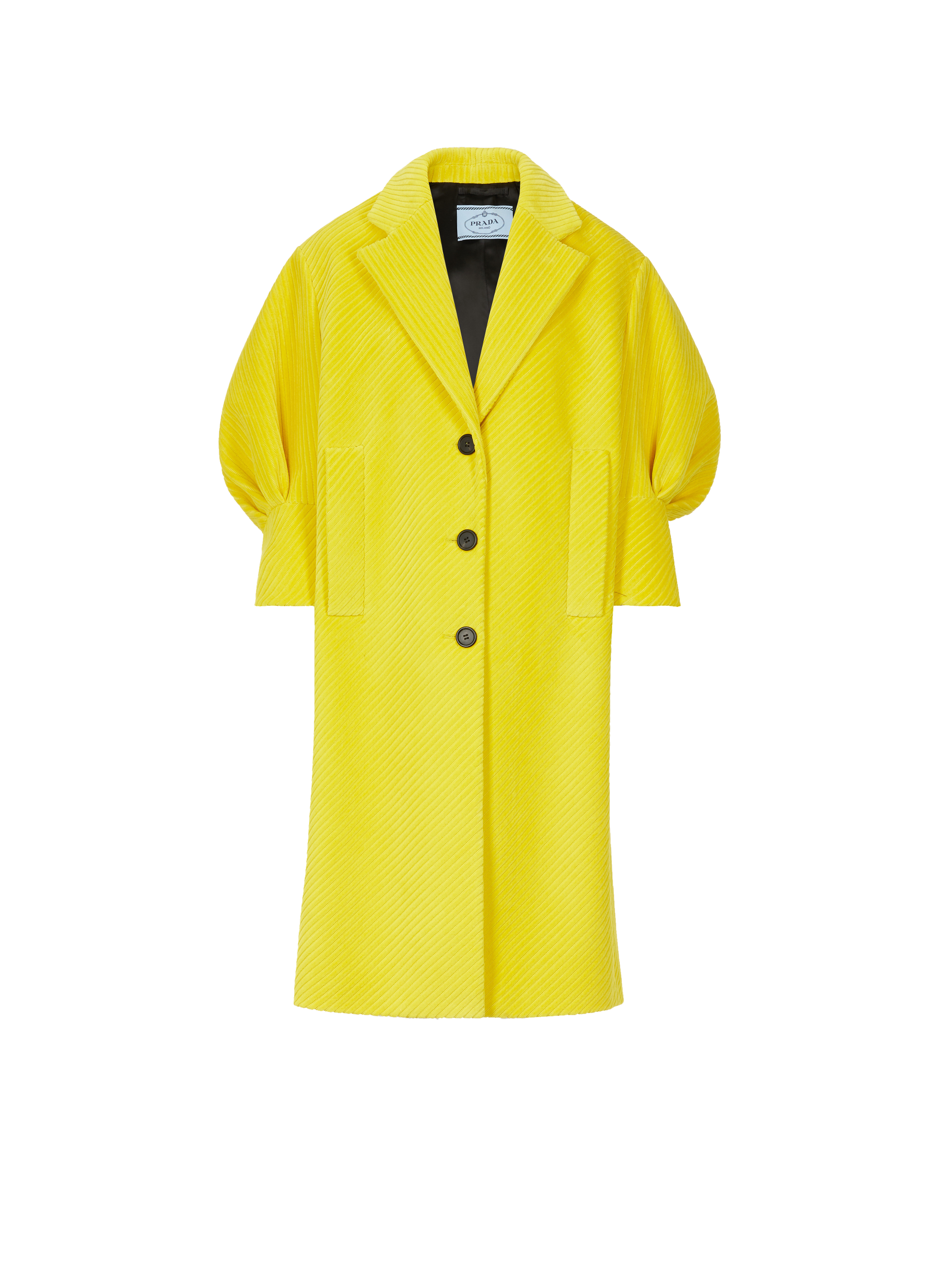 PRADA Velvet-effect coat Yellow