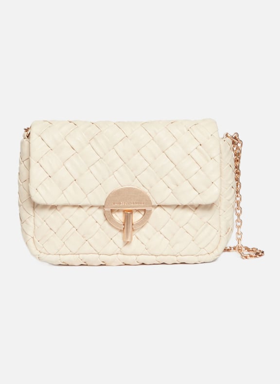 Petit sac moon en cuir tressé Blanc by VANESSA BRUNO VANESSA BRUNO Petit sac moon en cuir tressé Blanc
