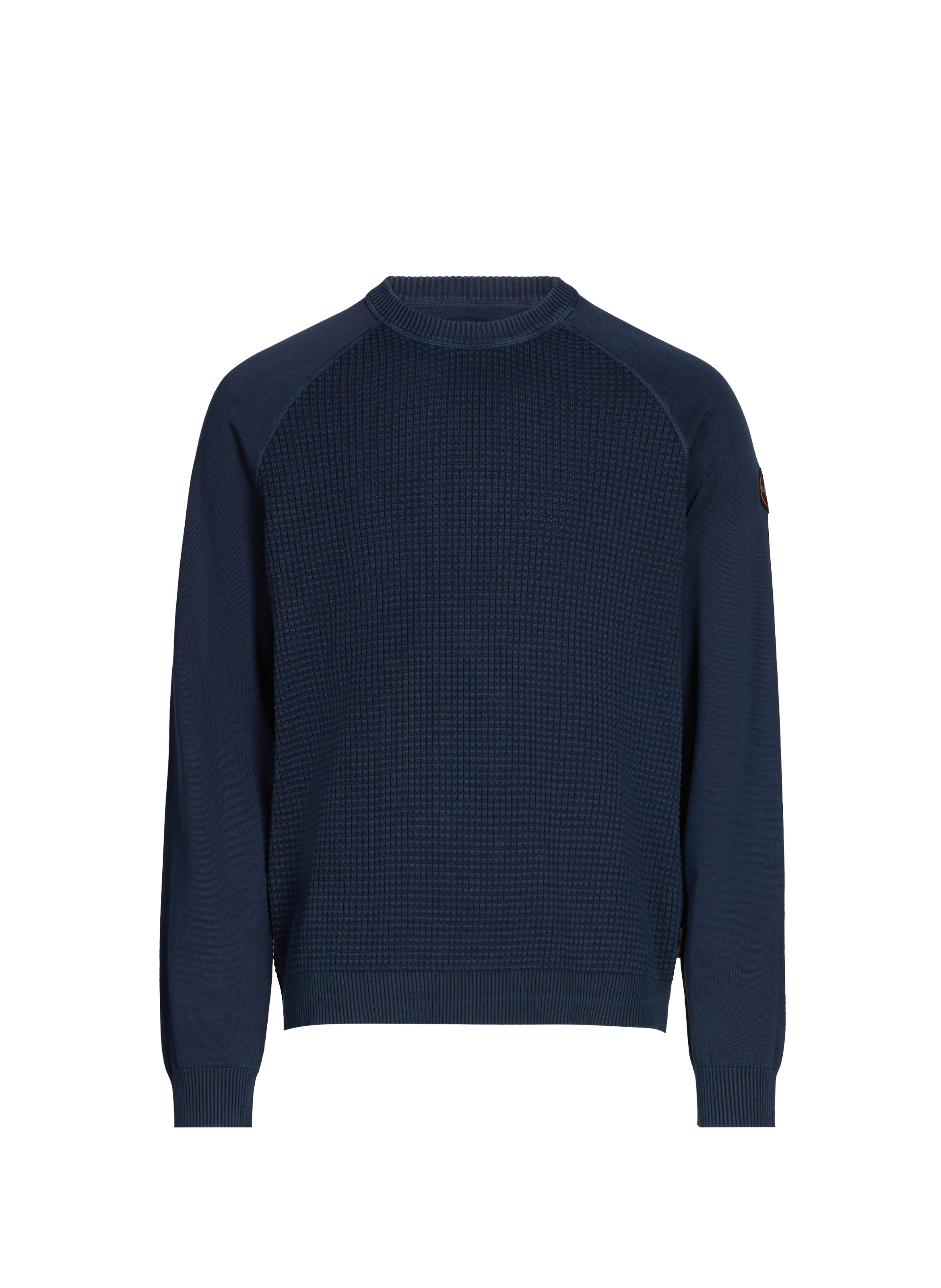 Pull maille côtelé en coton  Bleu