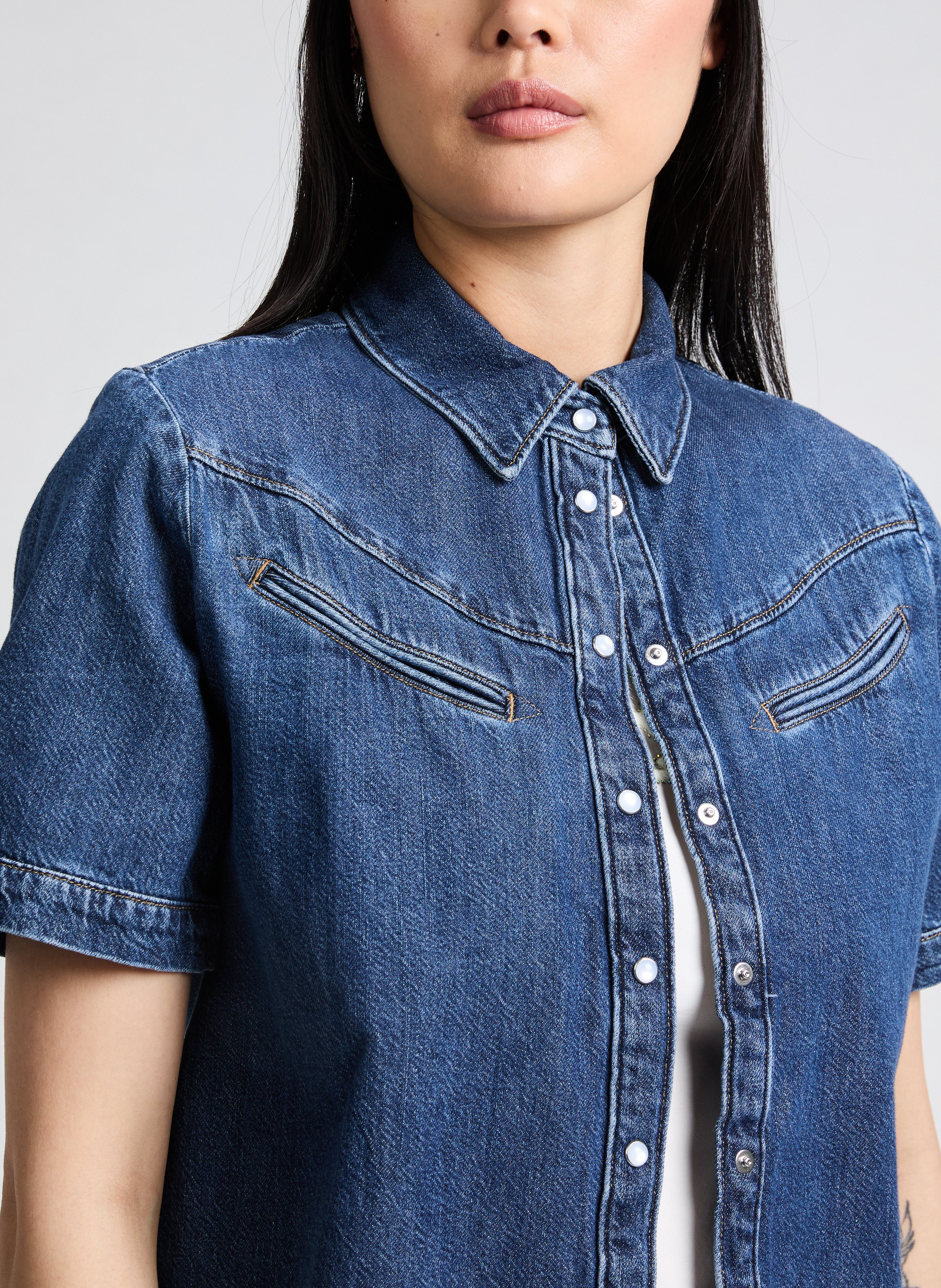 Chemise courte en jean LEVI'S Bleu