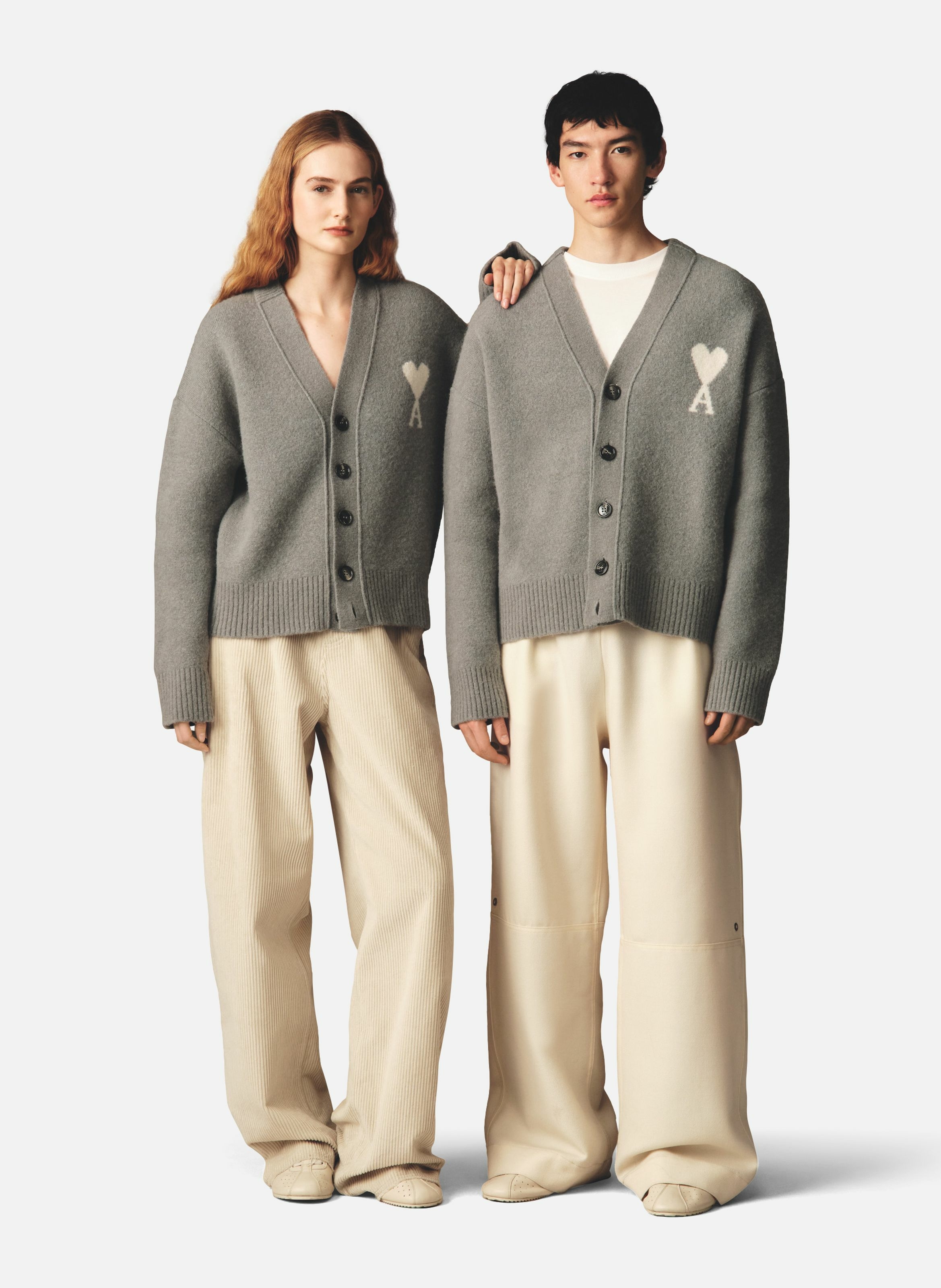 Cardigan ami de coeur en alpaga unisexe AMI PARIS Gris