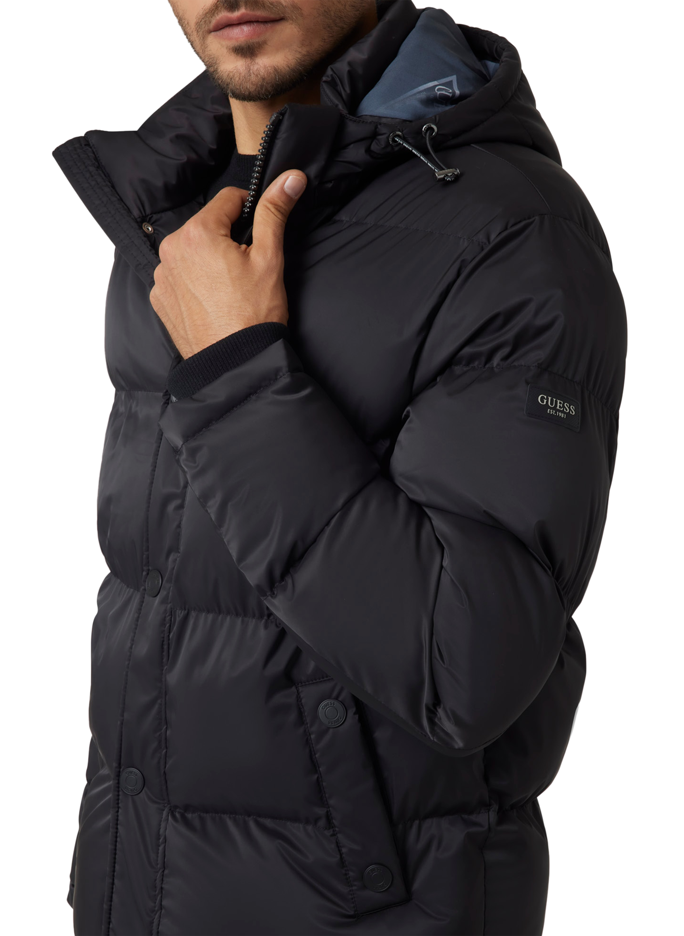 Hooded padded jacket GUESS Black