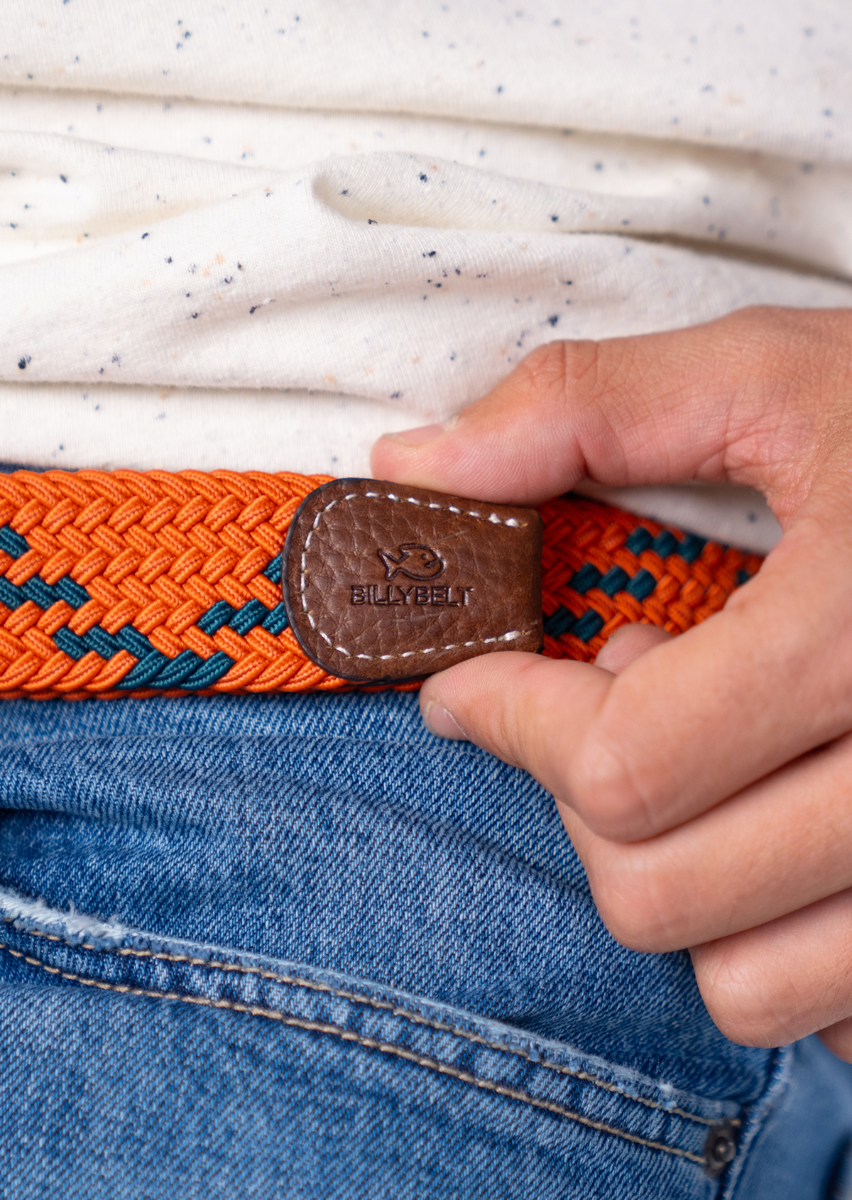 Ceinture tressée élastique multicolore BILLYBELT Orange