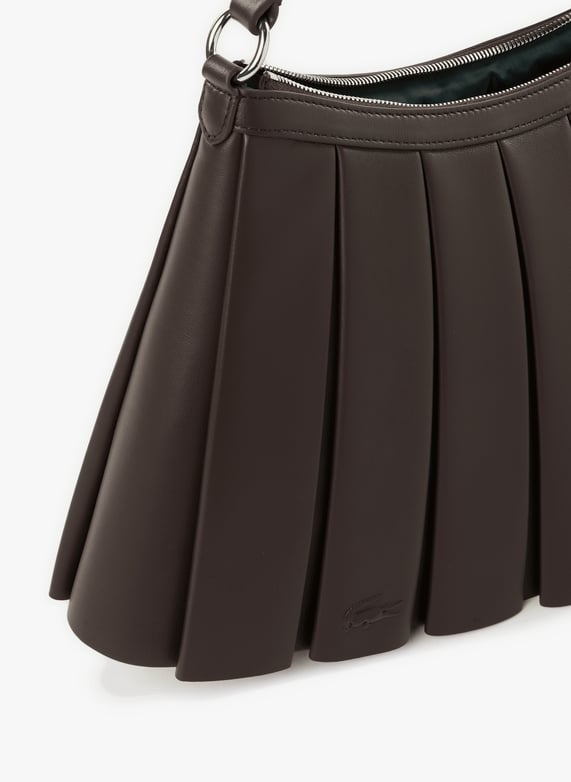 Grand sac Lenglen porté épaule plissé en cuir | Marron by LACOSTE Grand sac Lenglen porté épaule plissé en cuir Marron