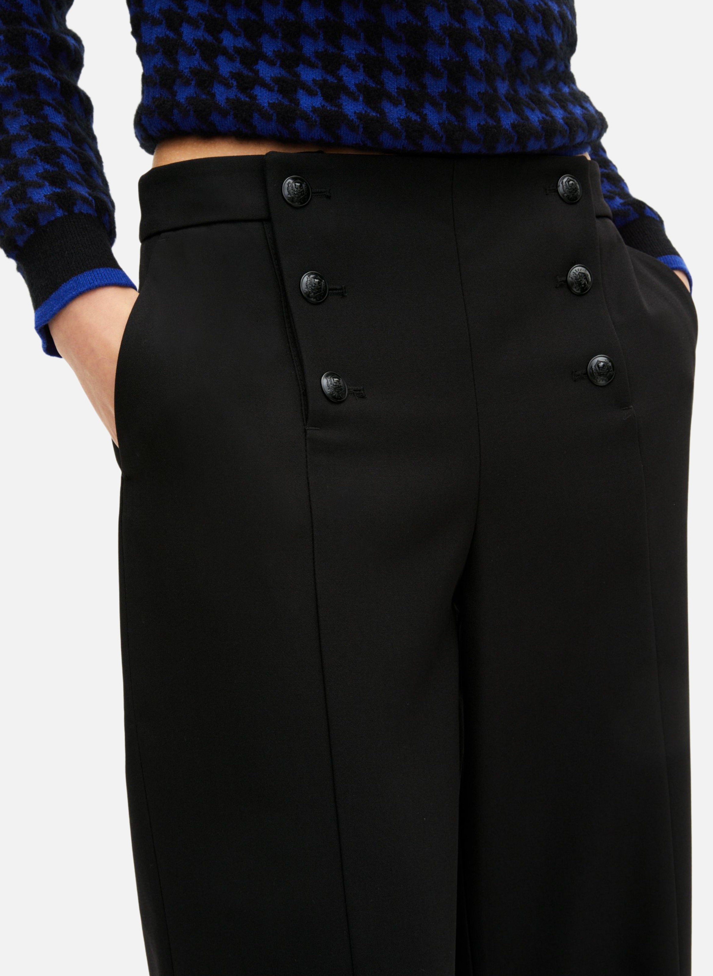 Pantalon droit à pont THE KOOPLES Noir