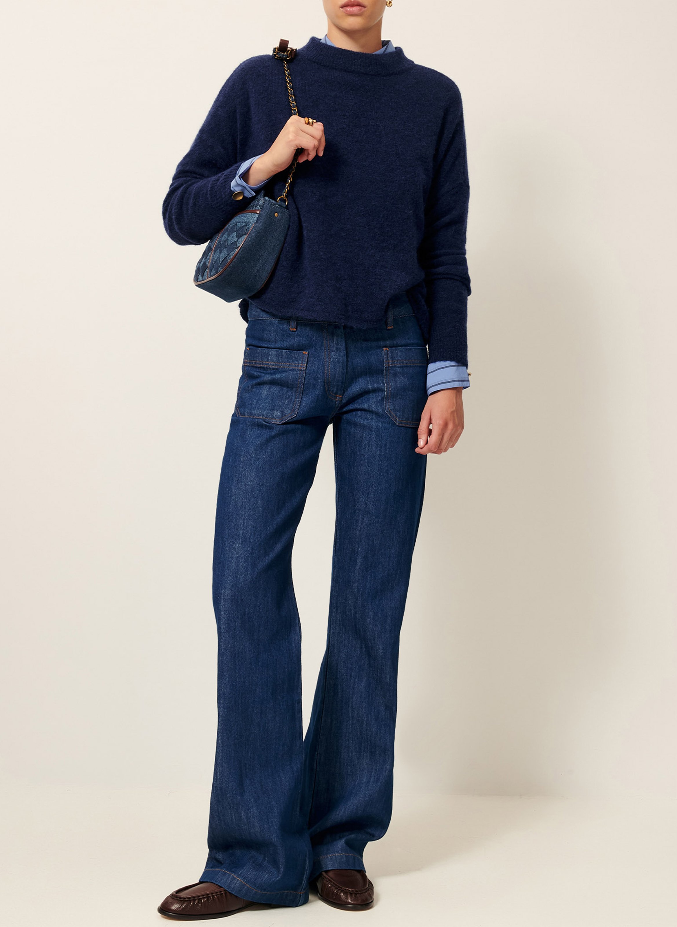 Pull ample en laine mélangée kunlun SESSUN Bleu