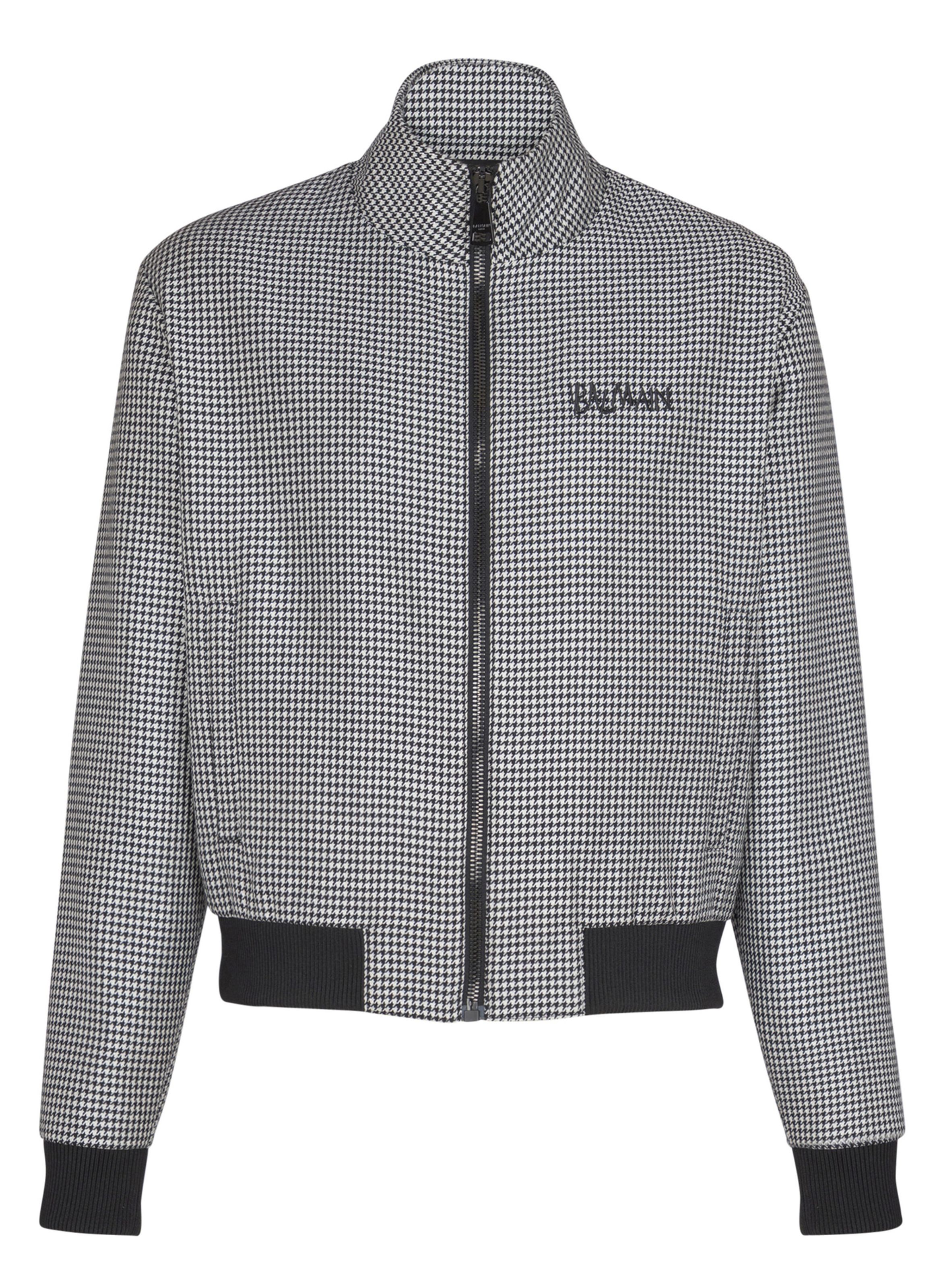 Veste en laine pied-de-poule BALMAIN Noir