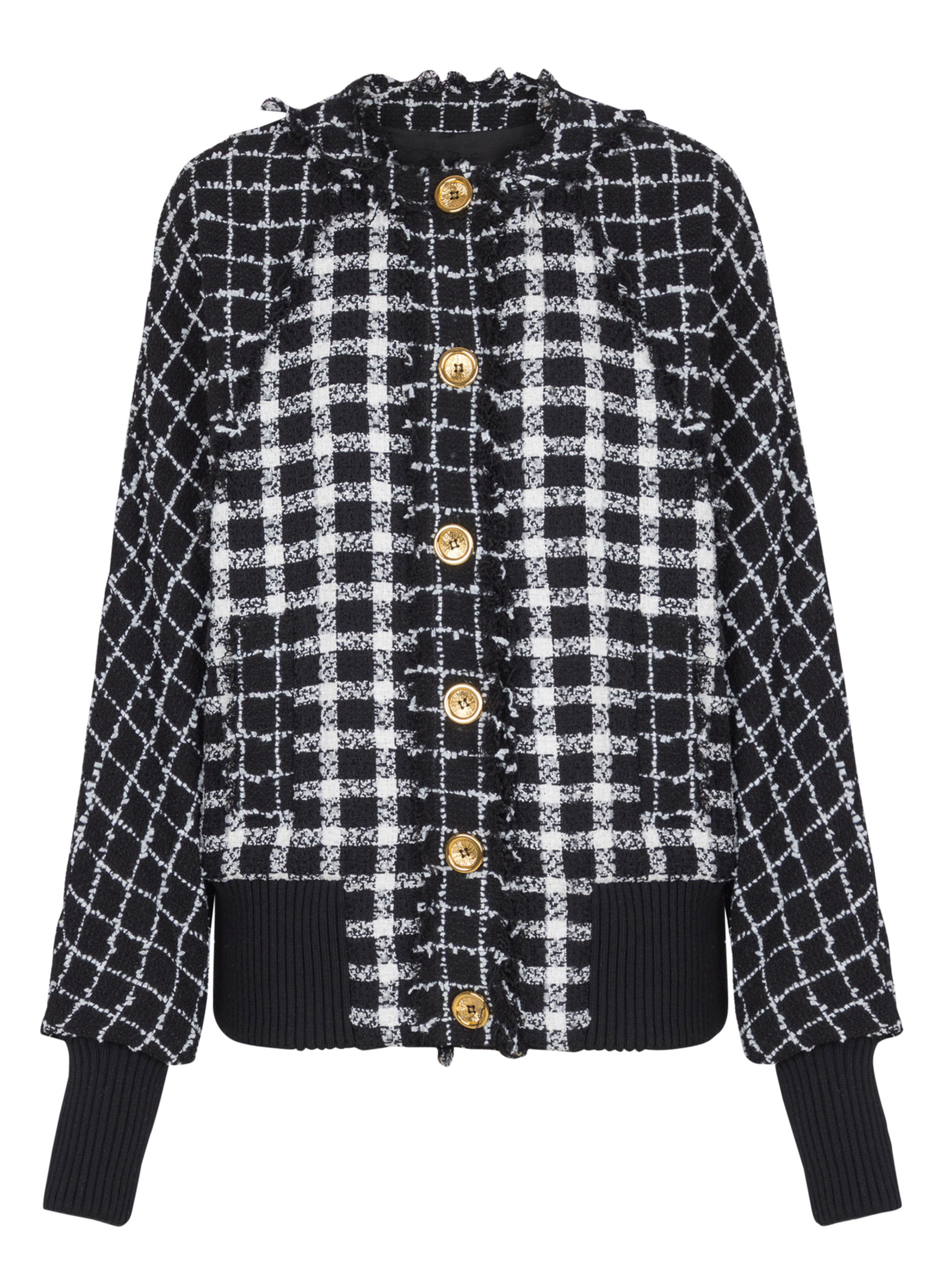 Bomber oversize en tweed mélangé BALMAIN Noir