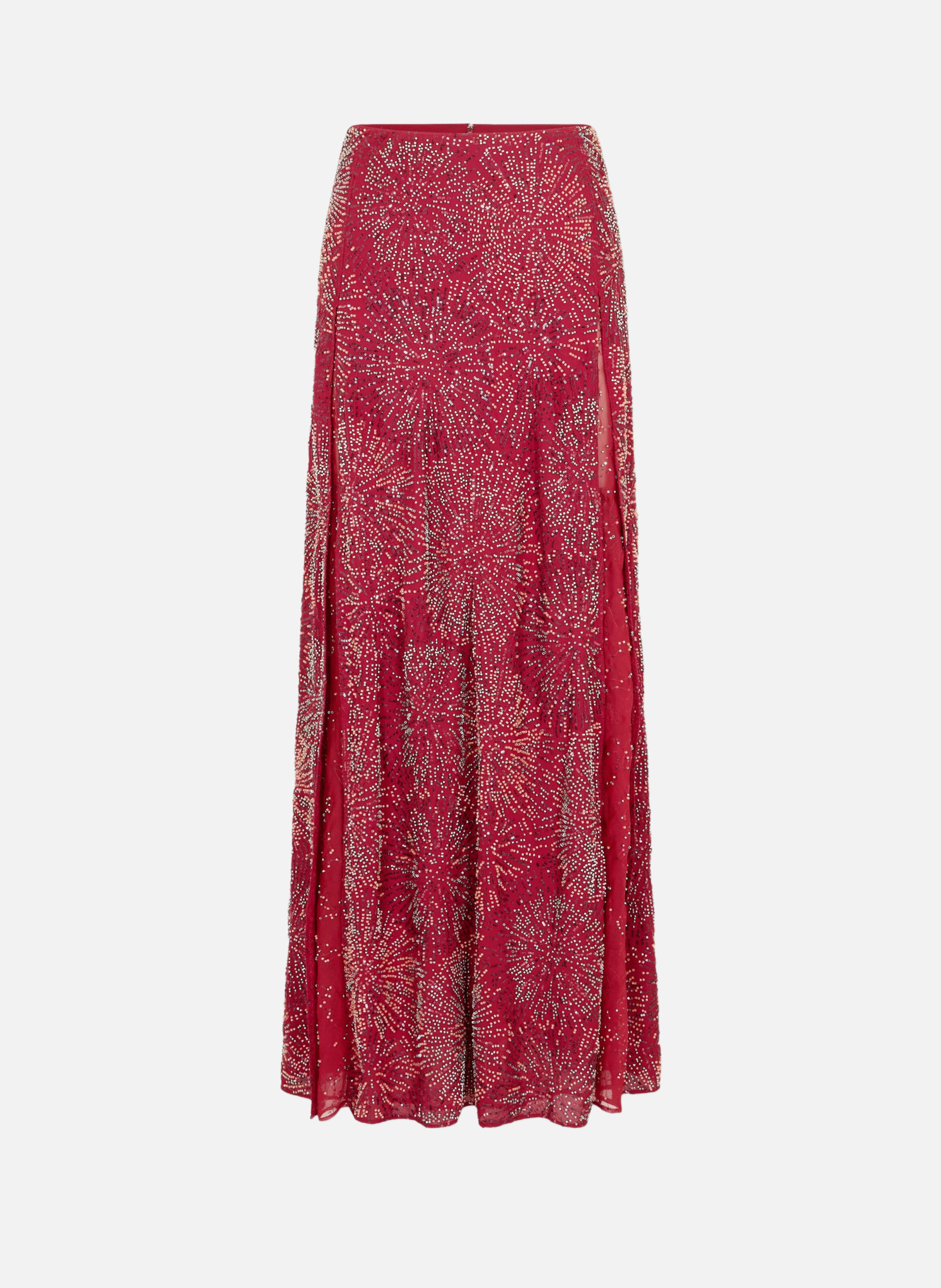 Jupe avec broderies de perles RABANNE Rouge