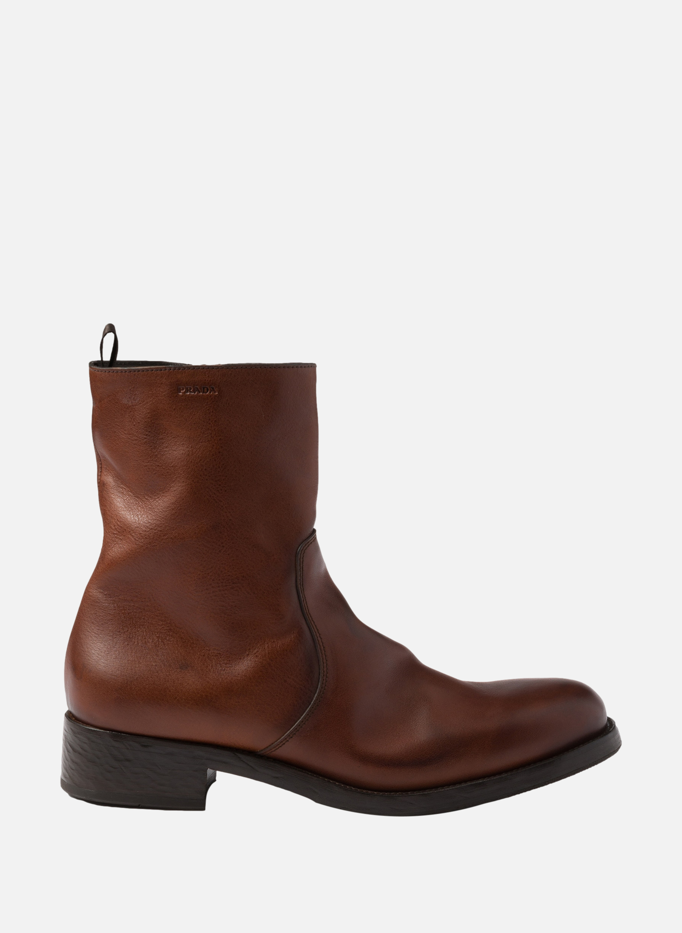 Bottes en cuir avec fermeture à glissière PRADA Marron