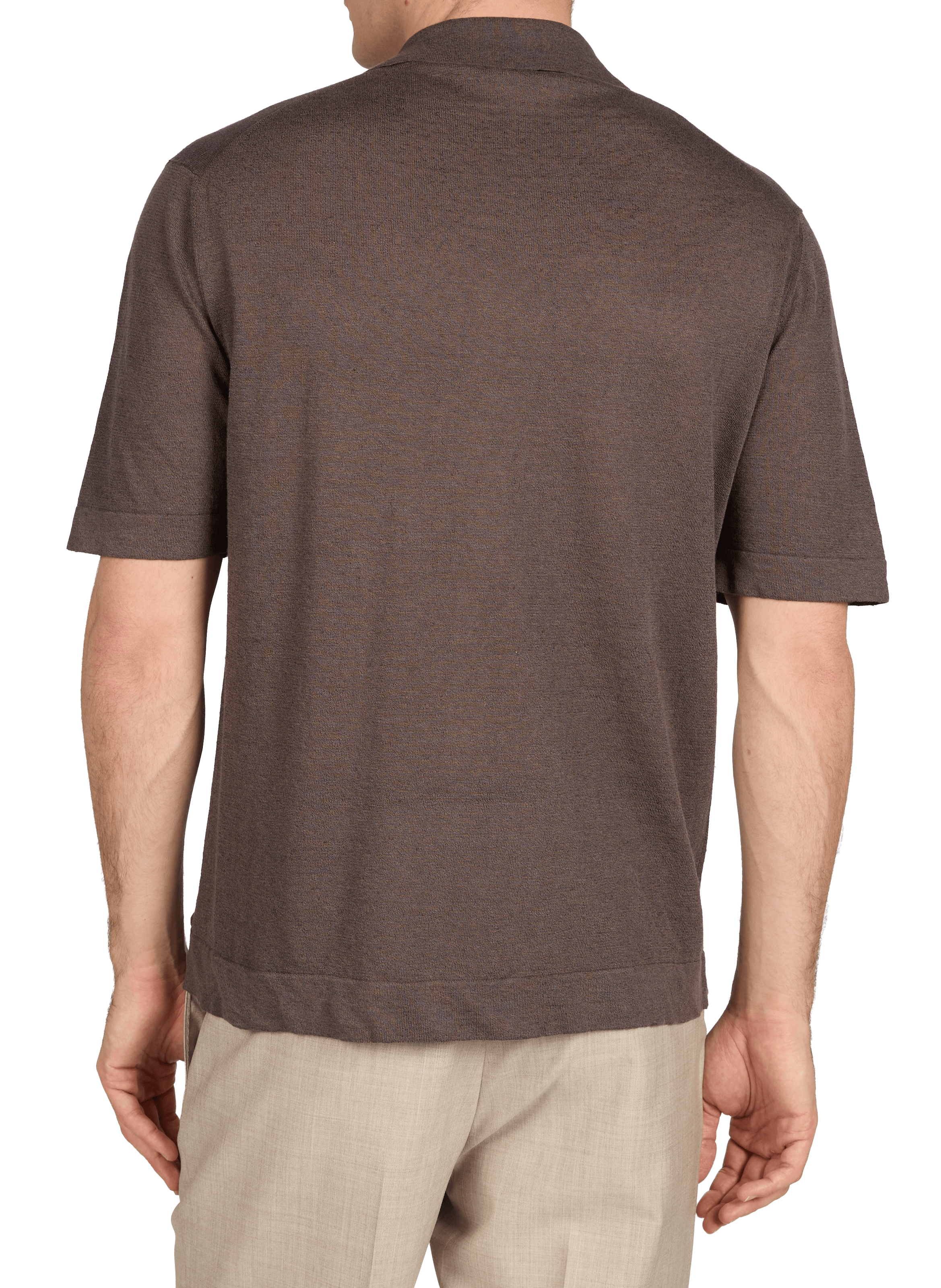 Short-sleeved shirt in linen and cotton SLOWEAR Brown