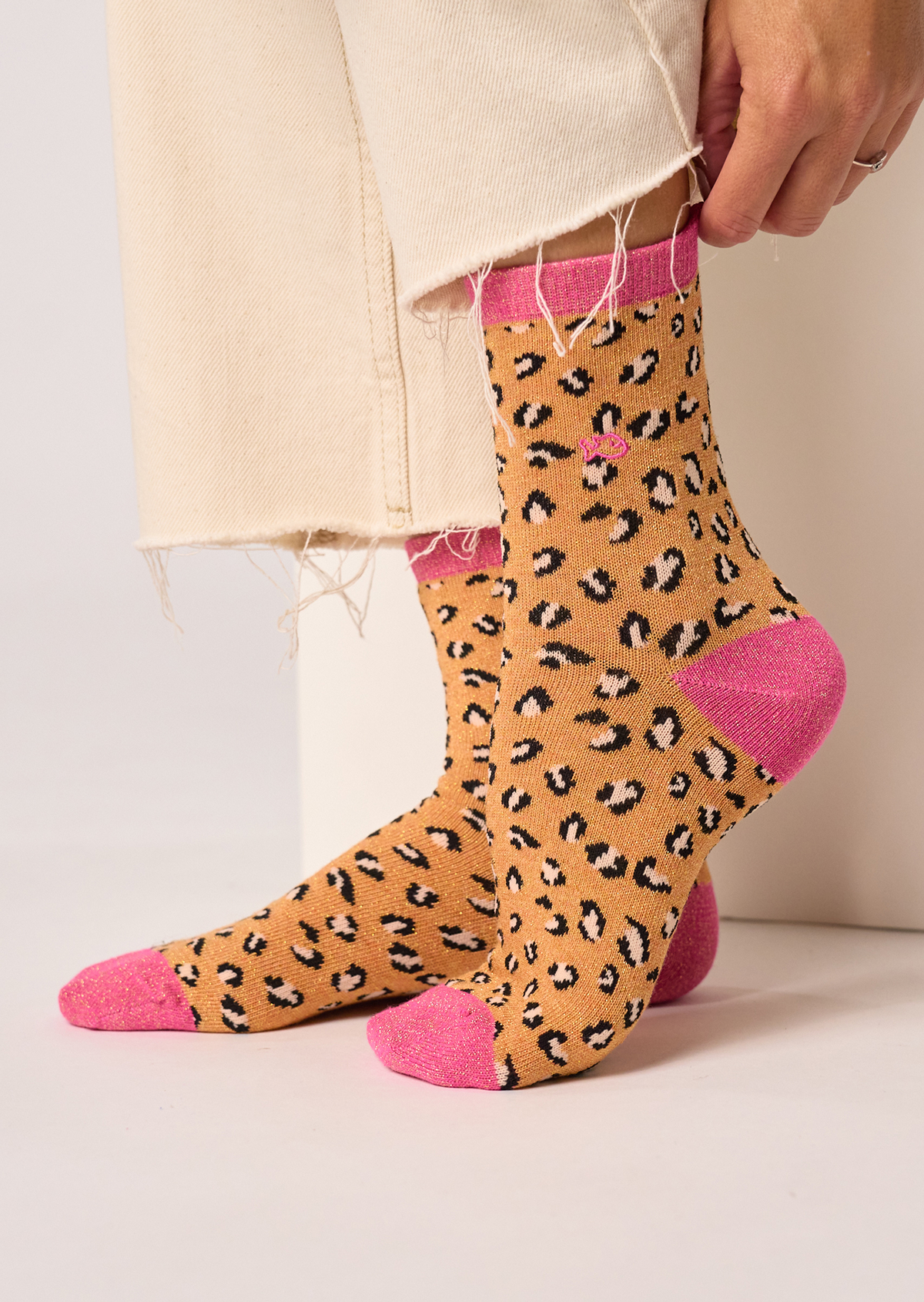 Chaussettes en coton peigné léopard BILLYBELT Orange