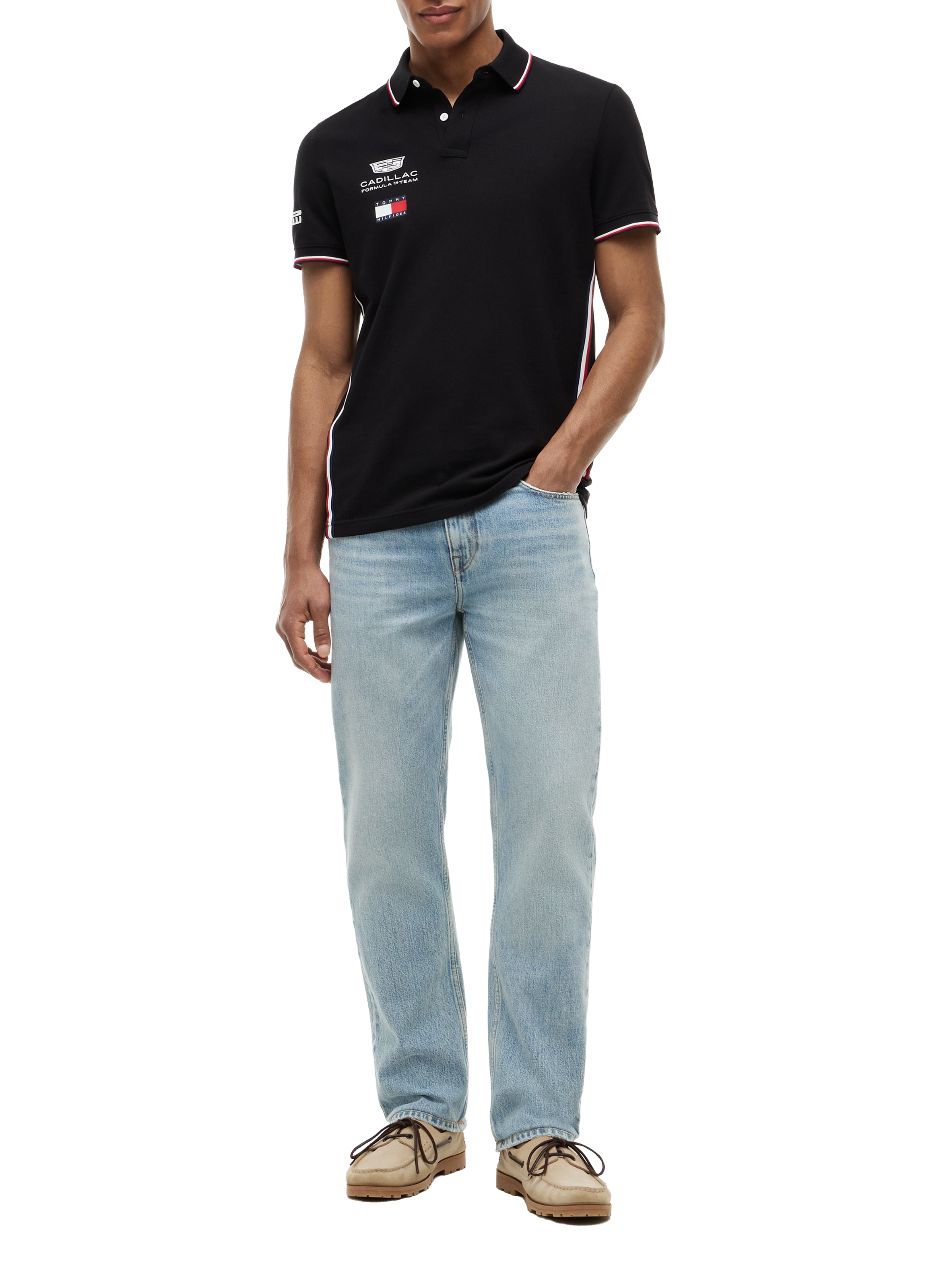 Polo droit sérigraphié TOMMY HILFIGER Noir