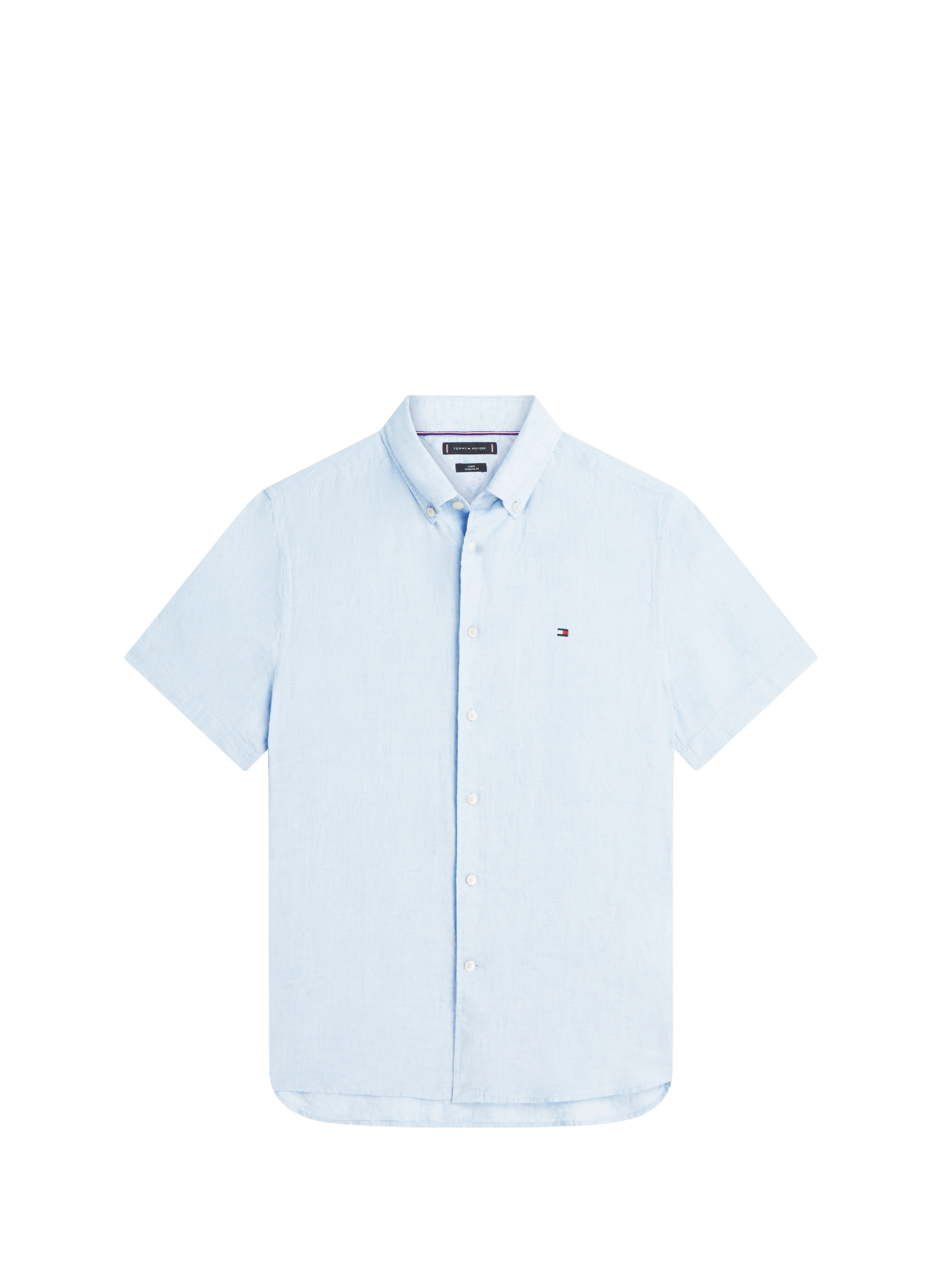 Chemise droite à logo en lin TOMMY HILFIGER Bleu