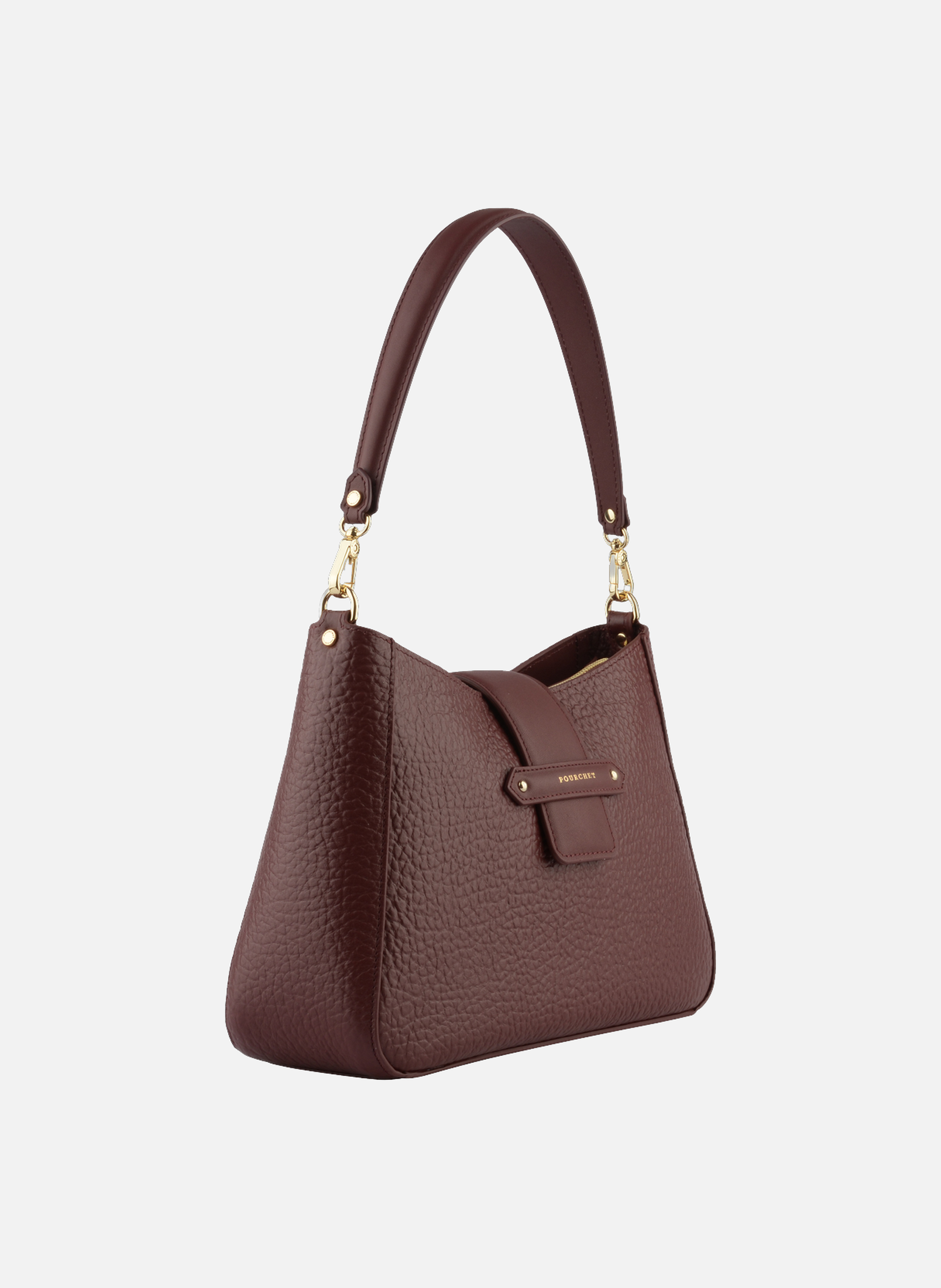 Fleuves | sac porté épaule gm en cuir de vachette POURCHET Rouge