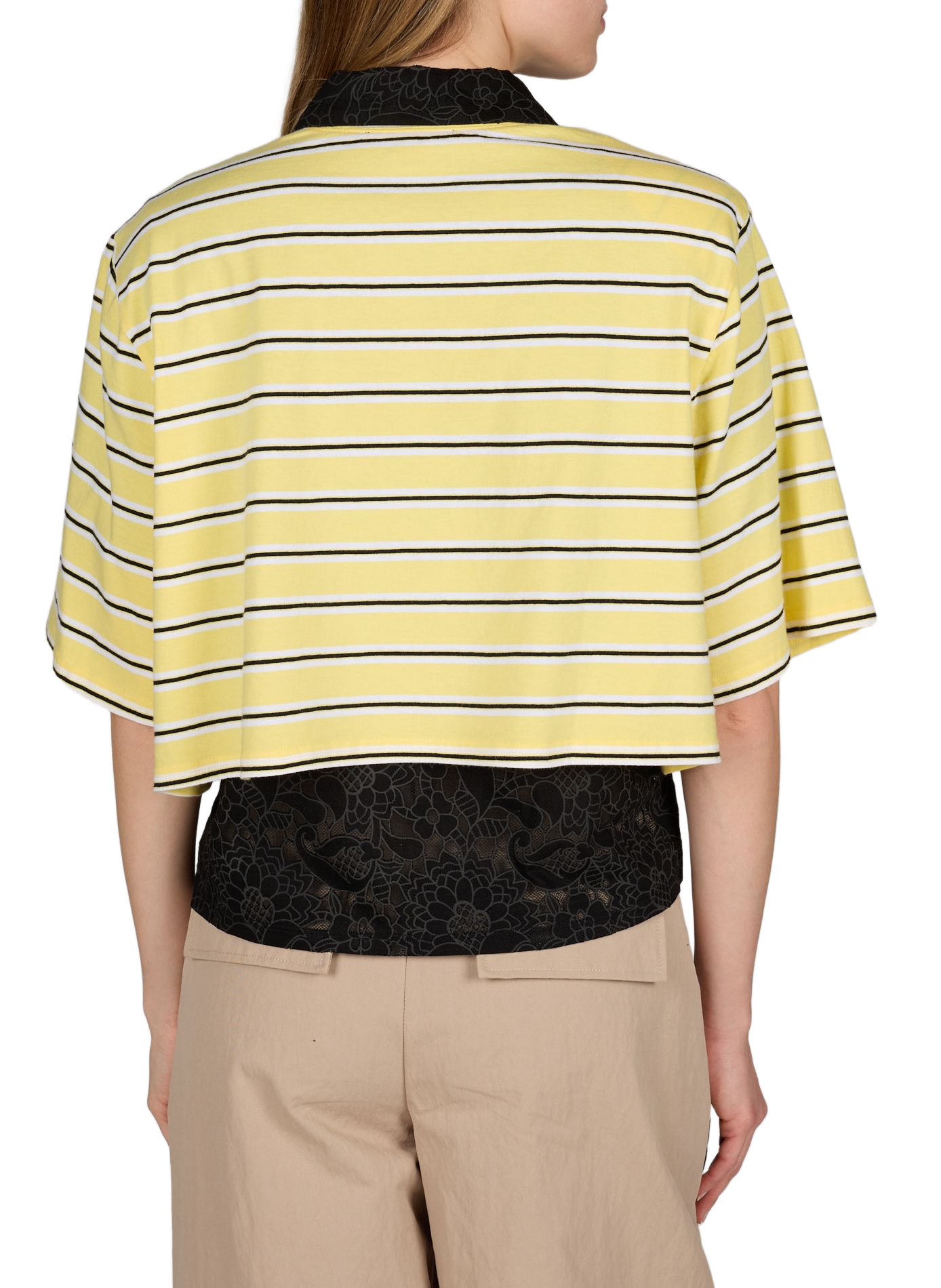 Short oversized striped t-shirt BERENICE Yellow
