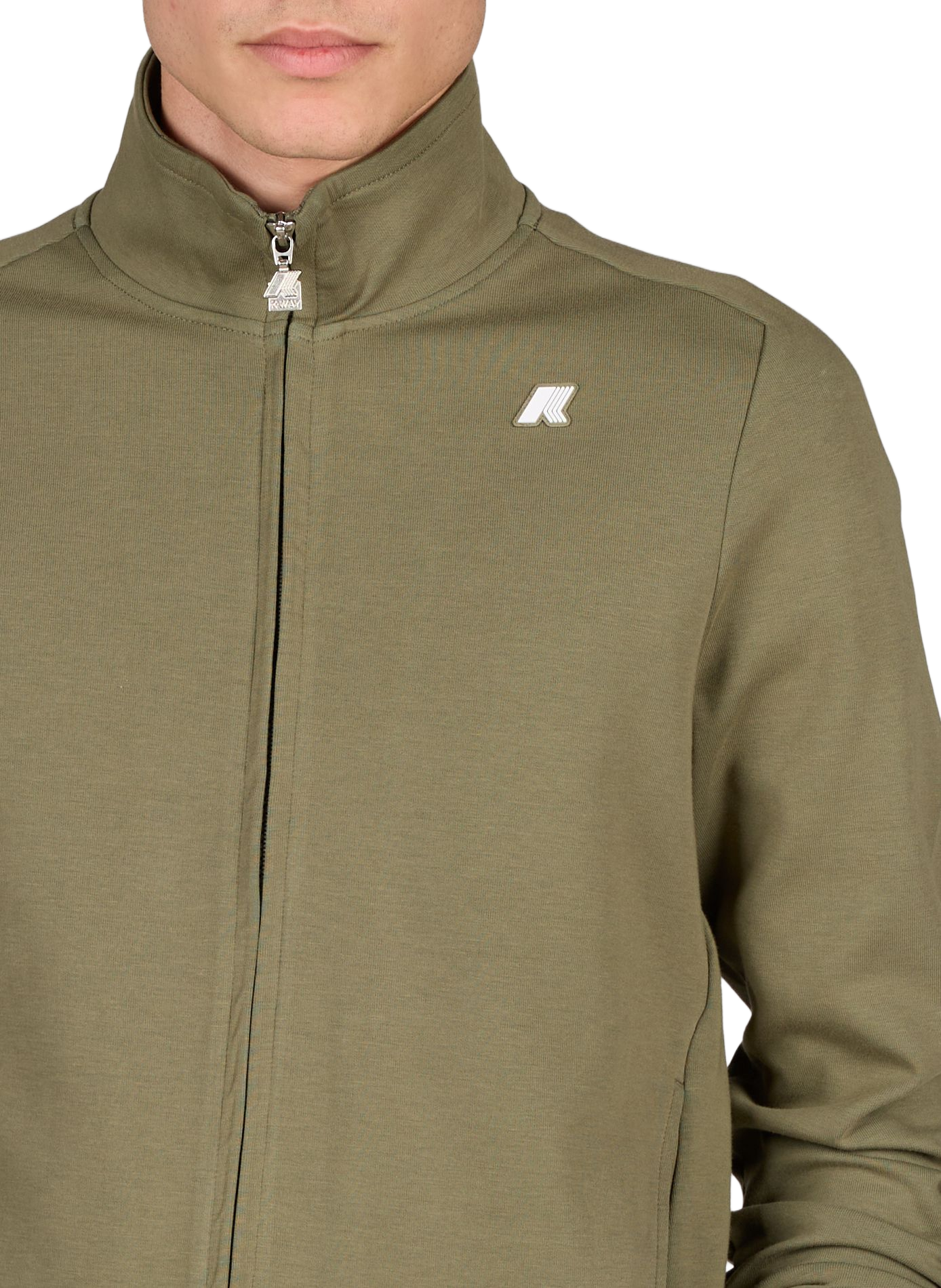 Sweat zippé à col montant en coton mélangé K-WAY Vert
