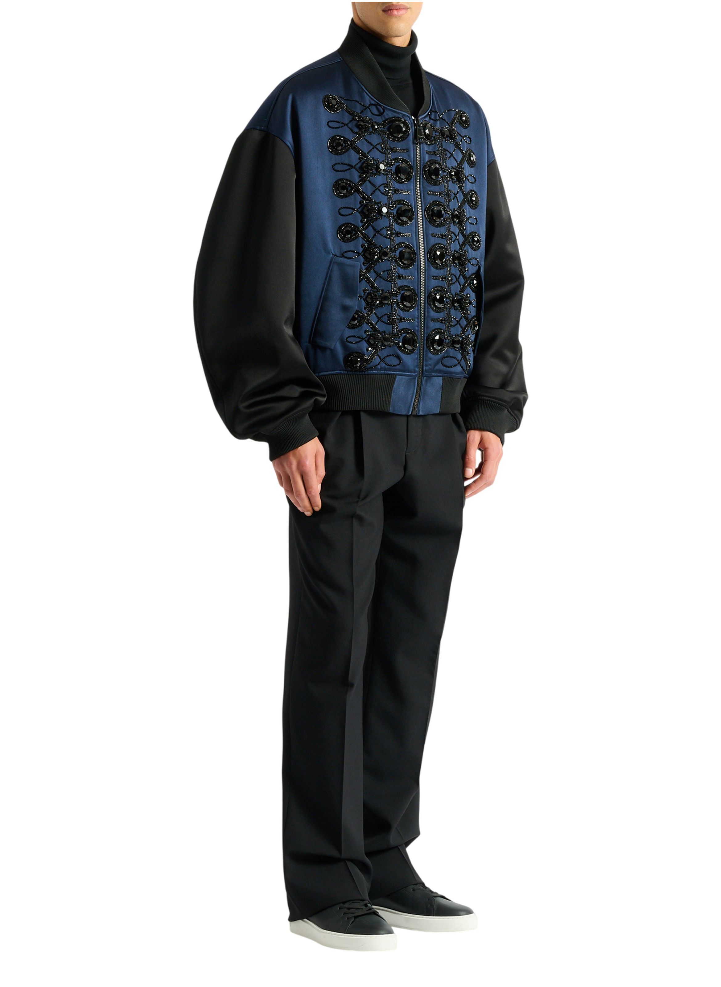 Bomber à brandebourgs en satin BALMAIN Noir