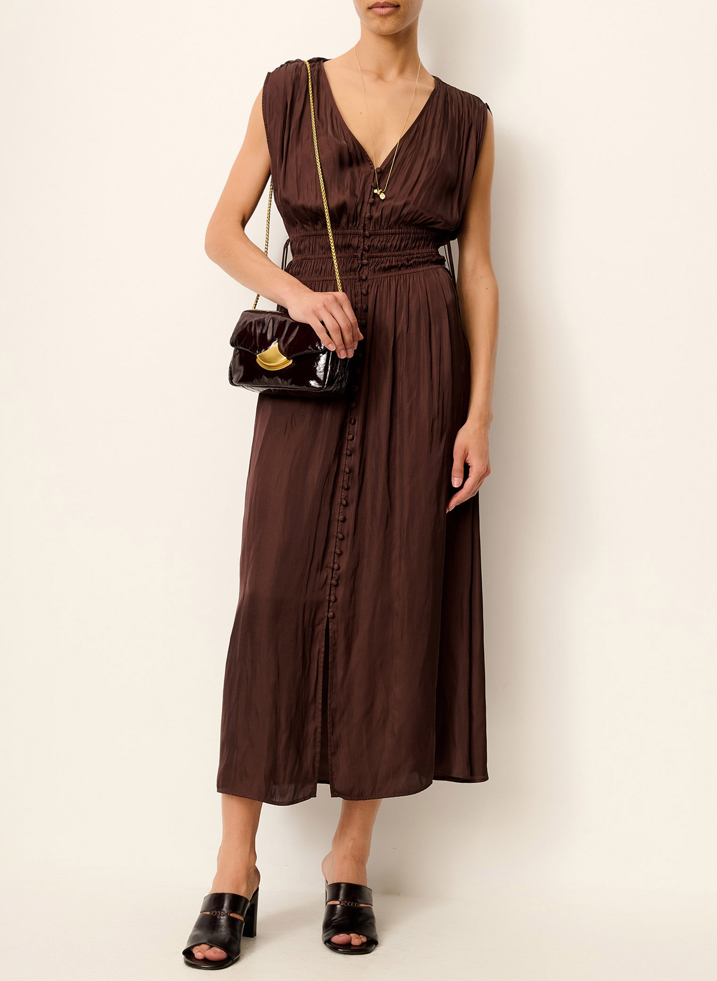 Robe longue sans manches boutonnée prezianni SESSUN Marron