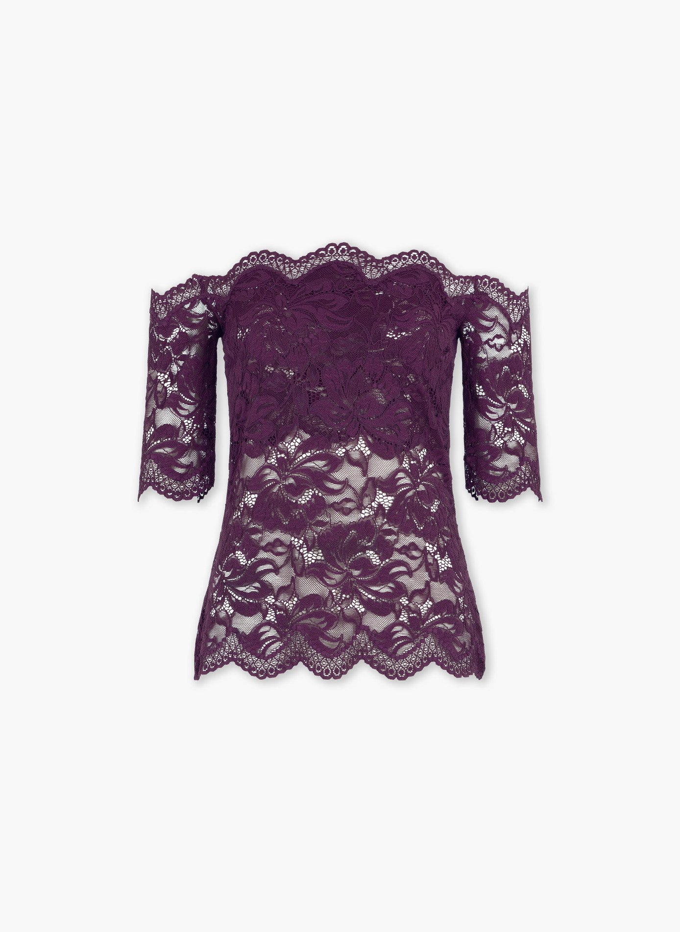 Top à manches courtes en dentelle superposée RABANNE Violet